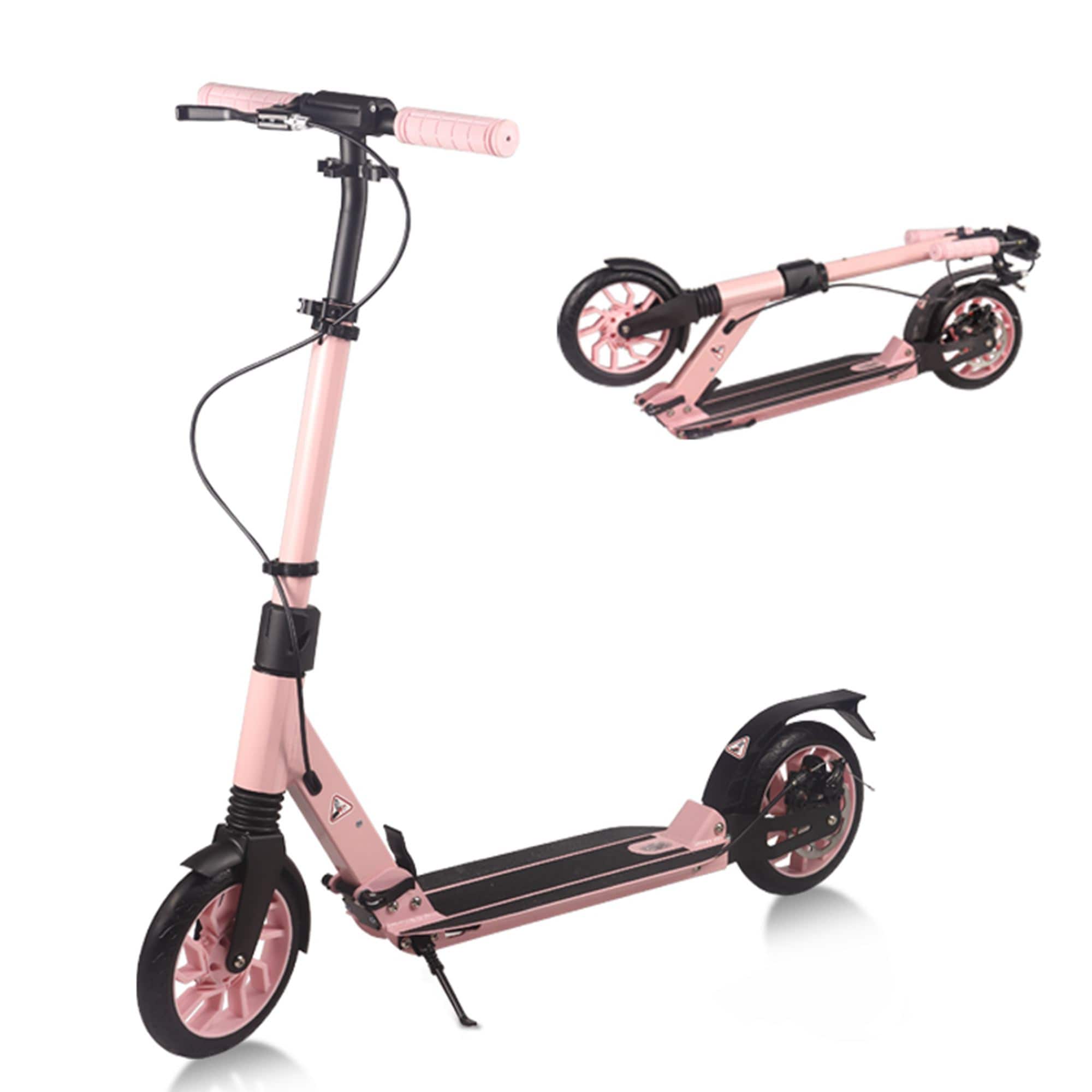 Runesay HBSCT04-03 Pink Foldable Lightweight Kick Scooter For Ages 6+ Kid, Teens with Disc Brake and Foot Brake