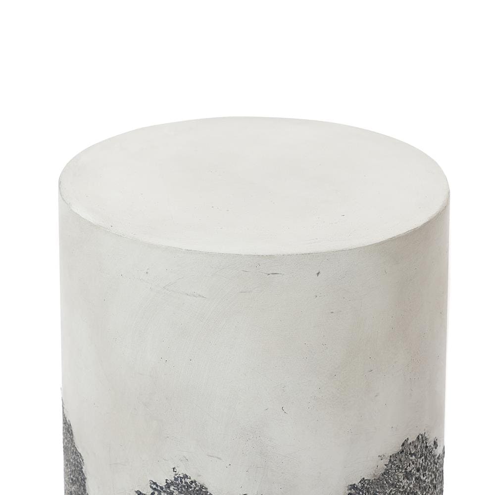 Gray and White Ombre Cement Round Outdoor Side Table