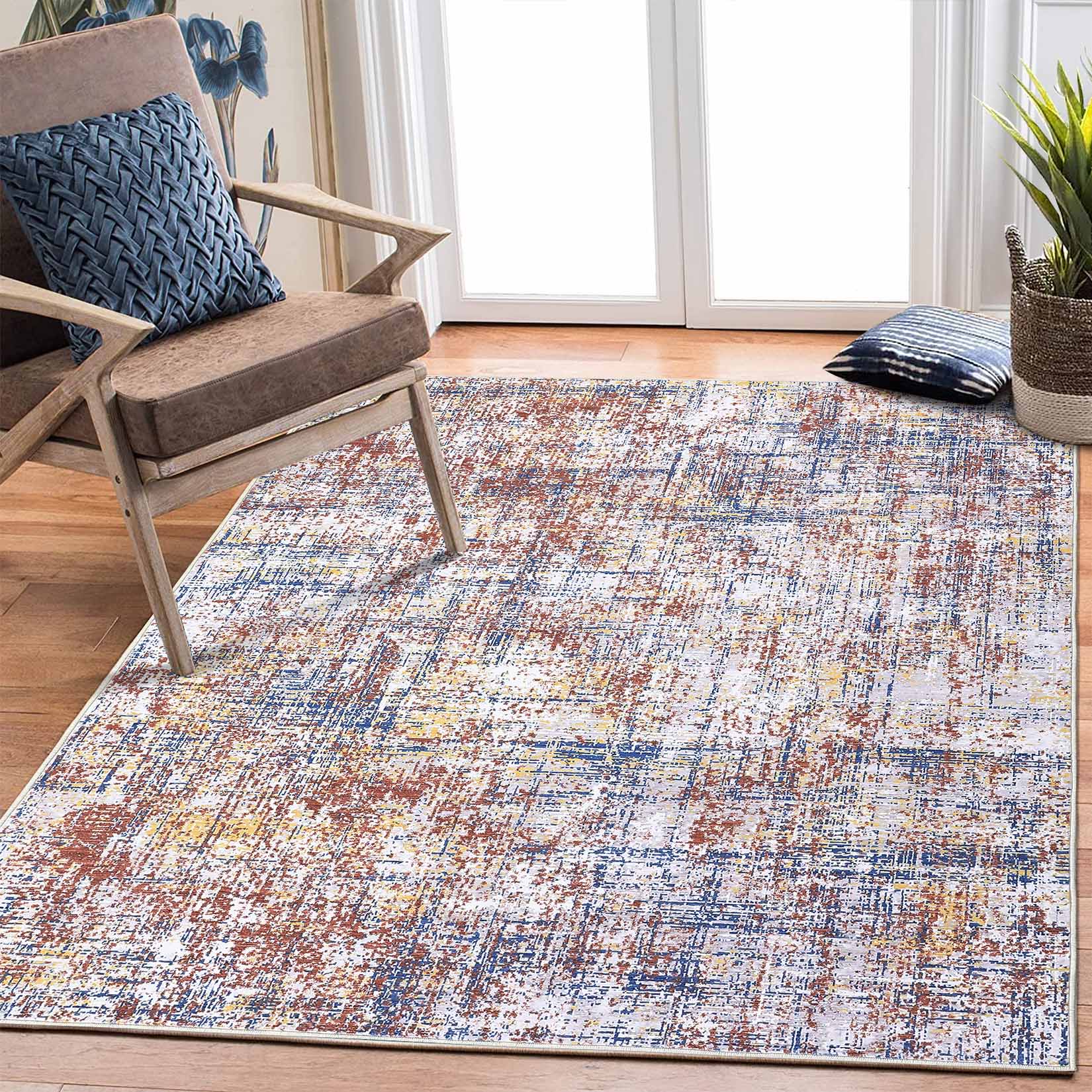 Garvee YXY-LO-PHO-139UDBTY 9 x 12 (ft) Loomed Polyester Red Rectangular Indoor Abstract Mid-Century Modern Machine washable Area rug