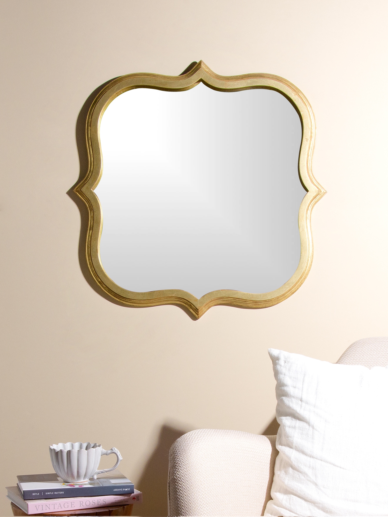 Best Home Fashion MIRROR-RR06-GOLDEN 22-in W x 22-in H Irregular Gold Framed Wall Mirror