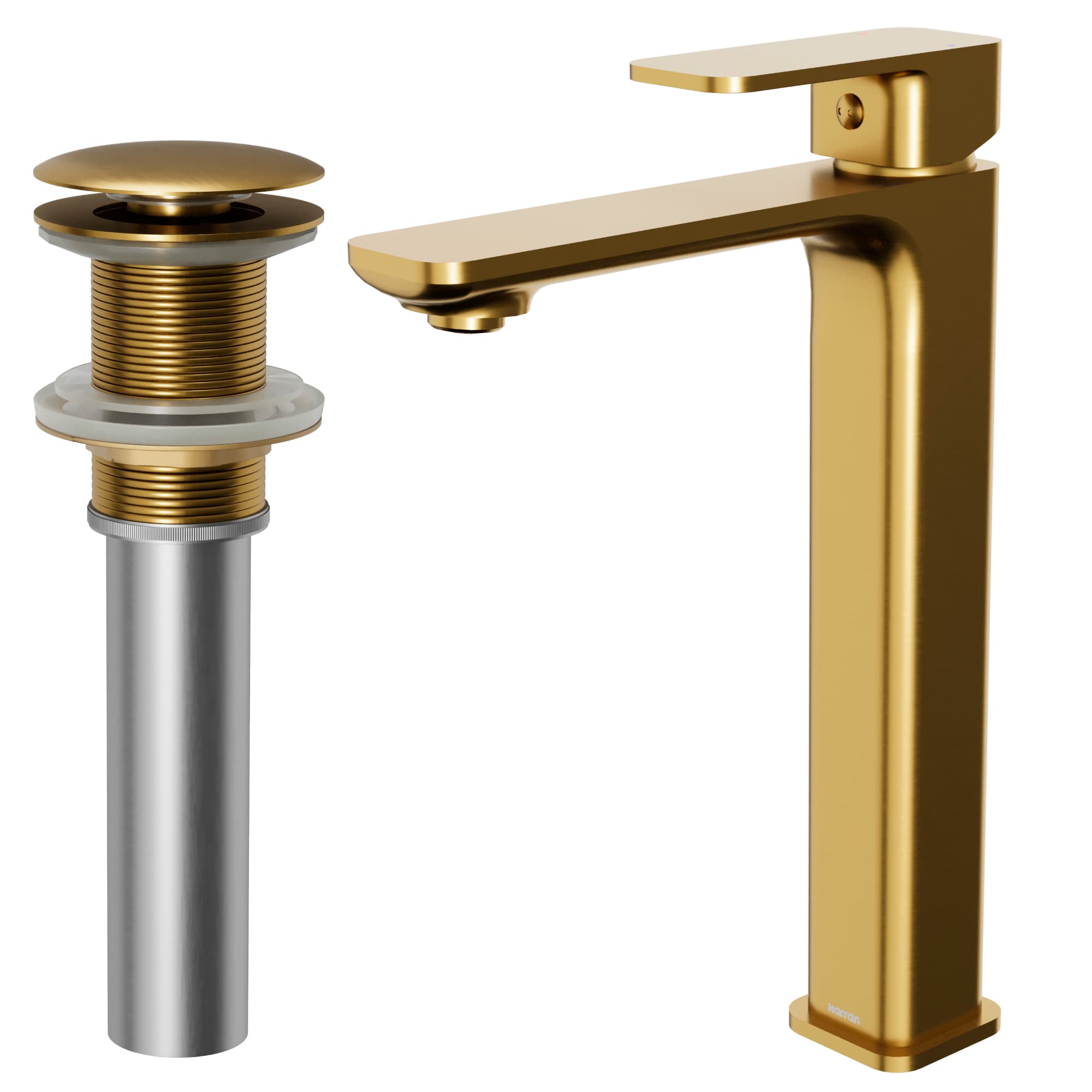 Karran KBF512G Venda Gold Vessel 1-handle WaterSense Low-arc Residential Handle Bathroom Sink Faucet with Drain