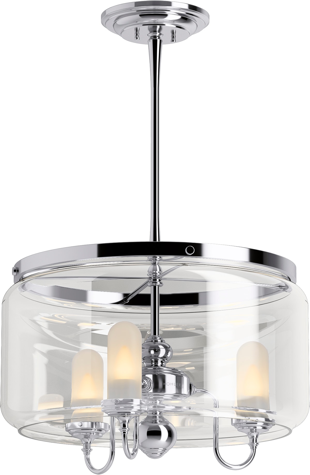 KOHLER 22656-CH03-CPL Artifacts 3 -Light Polished Chrome Traditional For Use in Living Rooms Chandelier