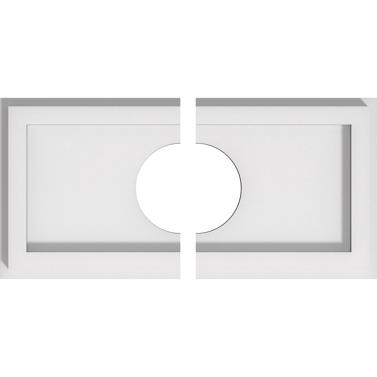 Ekena Millwork CMP12X6RE2-03000 Rectangle 12-in W x 6-in L Contemporary White PVC Split Ceiling Medallion