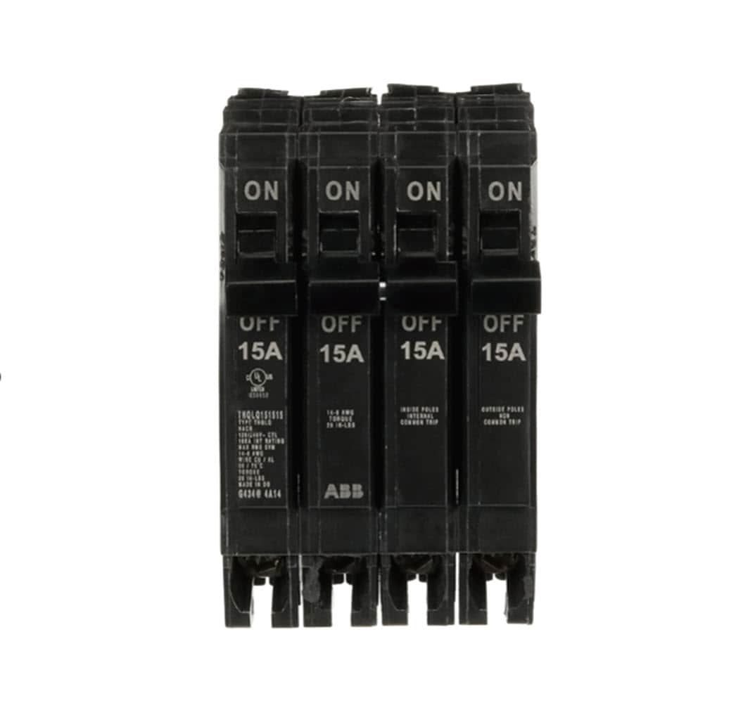 GE Q-Line THQL 15-amp/15-amp/15-amp 4 -Pole Standard trip Circuit Breaker #THQLQ151515A