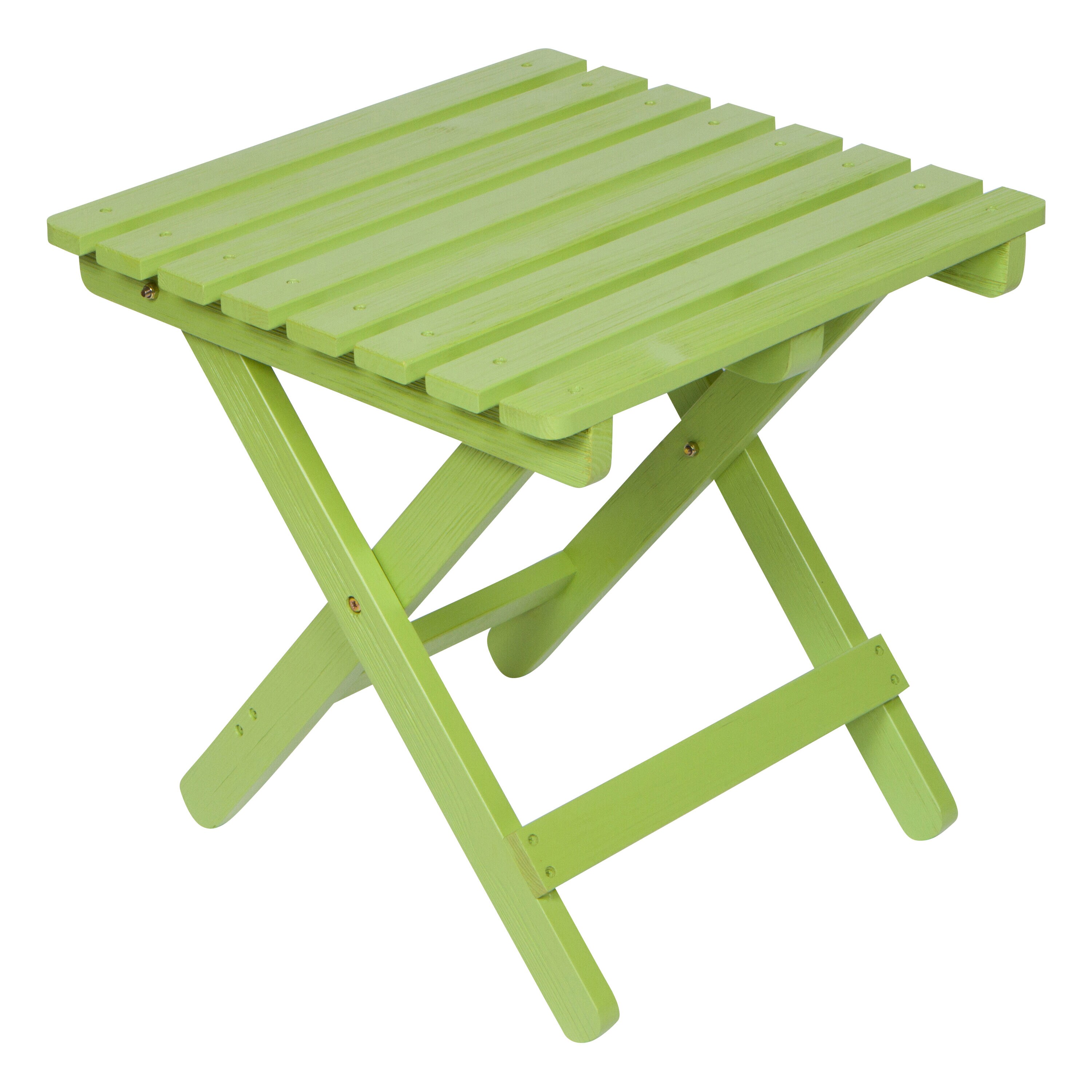 Lime Green Cedar Wood Folding Outdoor Side Table