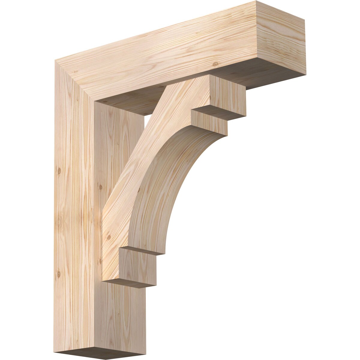 Ekena Millwork 1463379 Merced block smooth bracket with offset brace Douglas Fir Wood Standard Bracket