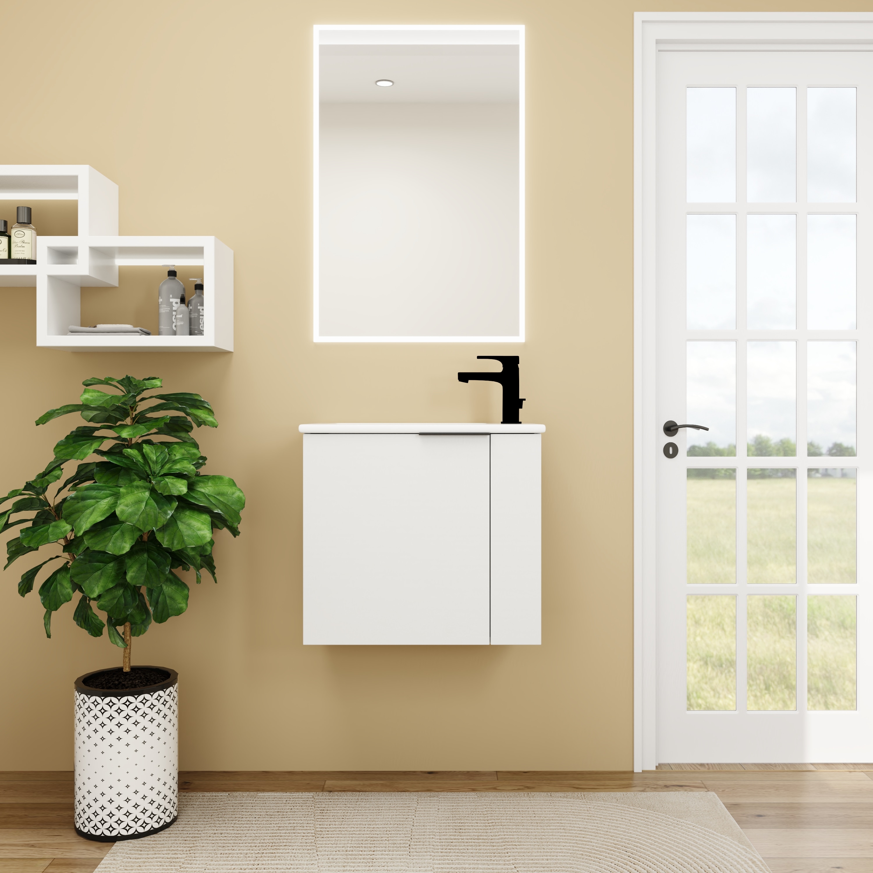 Tahanbath Bathroom Vanity with Sink 22 Inch for Small BathroomFloating Bathroom Vanity with Soft Close DoorSmall Bathroom Vanity with Sink 22x13 KD-Packing