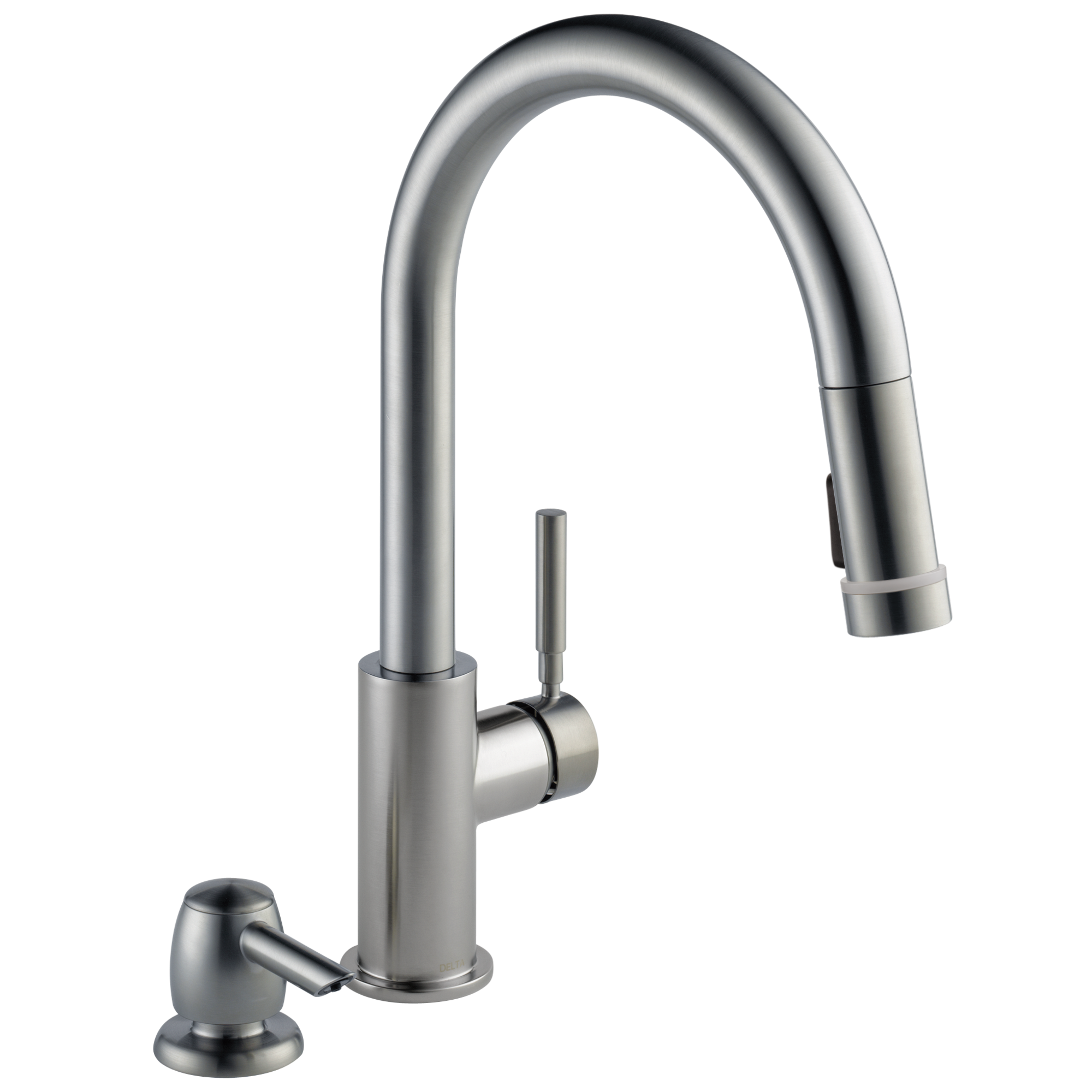 Delta Trask with Tempsense Spotshield Stainless 2 handle Pull down Kitchen Faucet with Deck Plate and Soap Dispenser Included