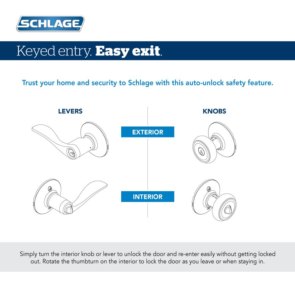 Schlage F51A LAT Latitude Satin Chrome Universal Exterior Keyed Entry Door  Handle in the Door Handles department at