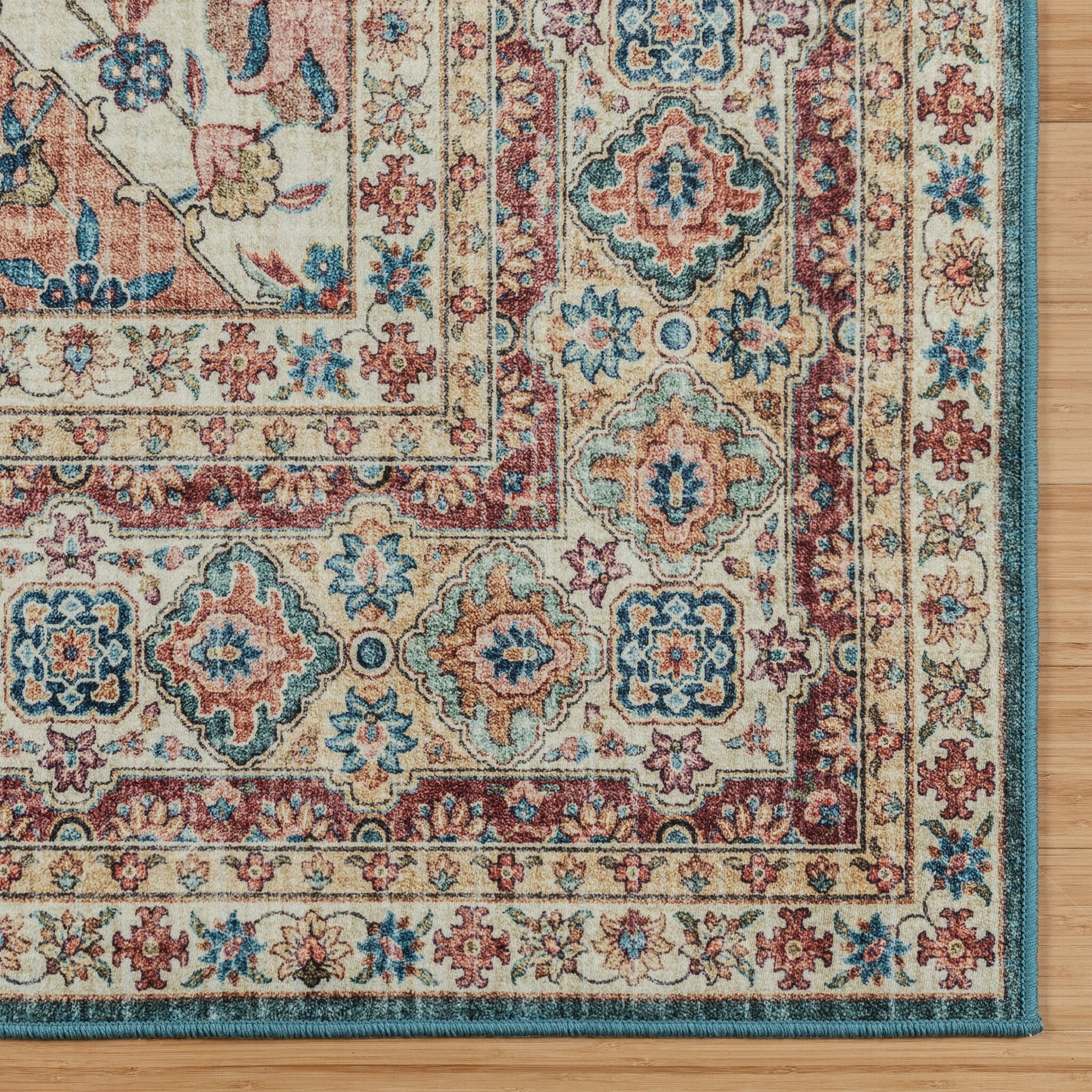 Cinzia Multicolor Synthetic Oriental Washable Area Rug 9x13
