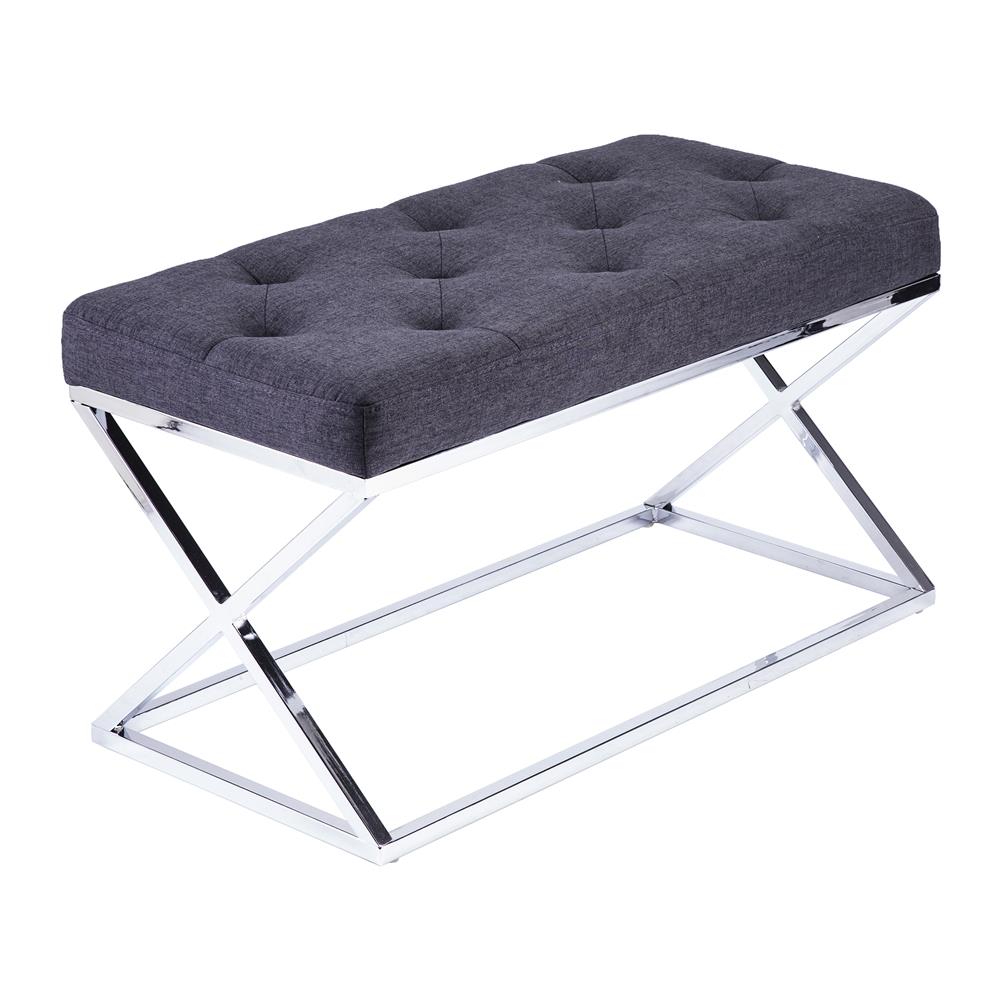 Boston Loft Furnishings ATG8908 Keller Glam Chrome/Charcoal Ottoman