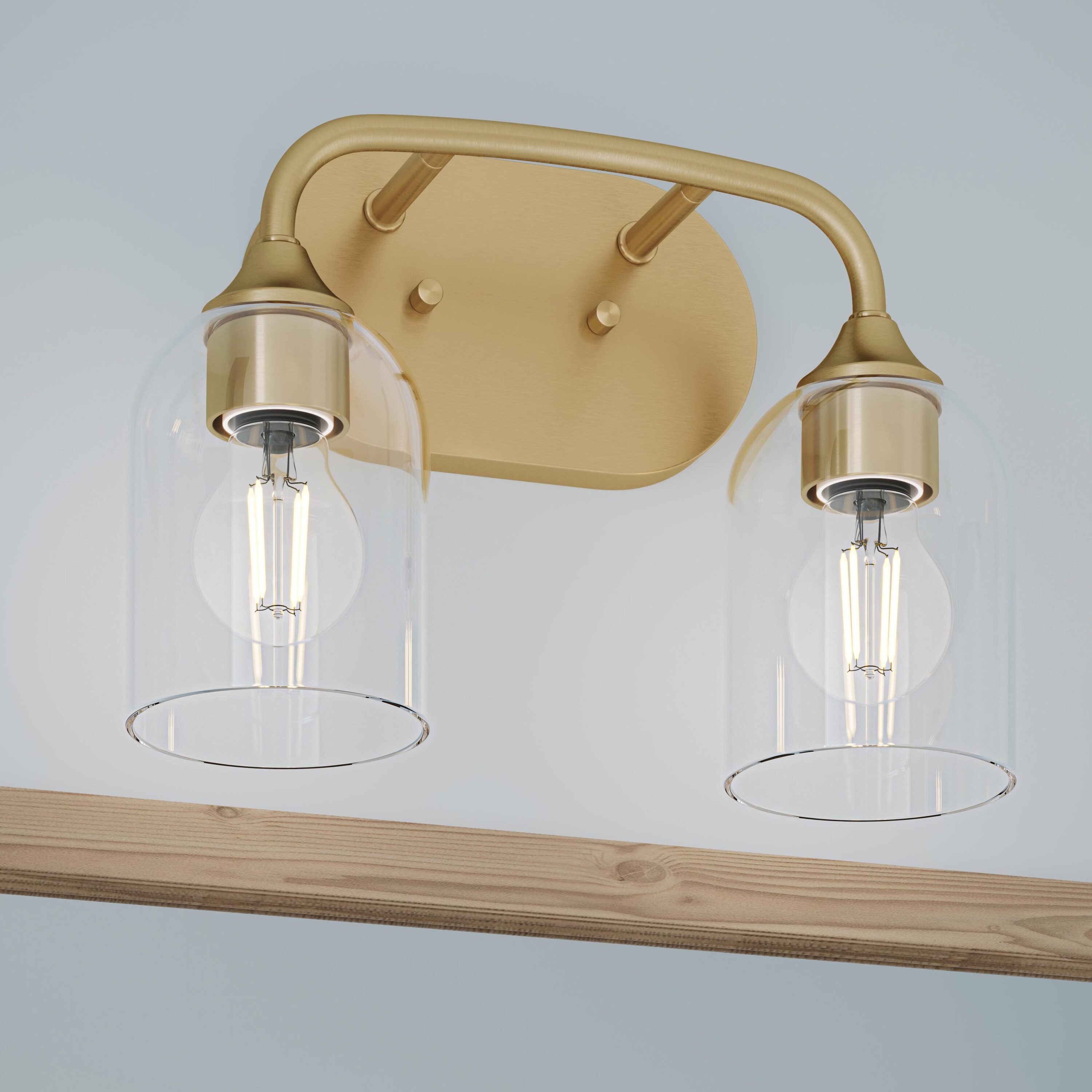 Progress Lighting - Ilia 13.25-in 2 Light Brushed Gold Traditional Bathroom Vanity light