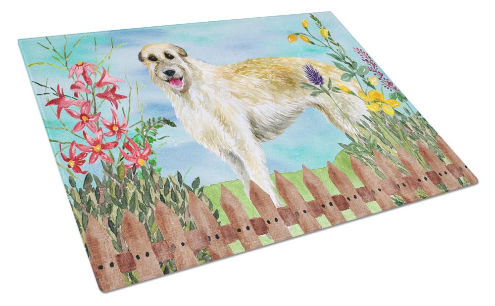 Caroline's Treasures CK1232LCB Springtime Dog 11.25-in L x 15.75-in W Glass Cutting Board