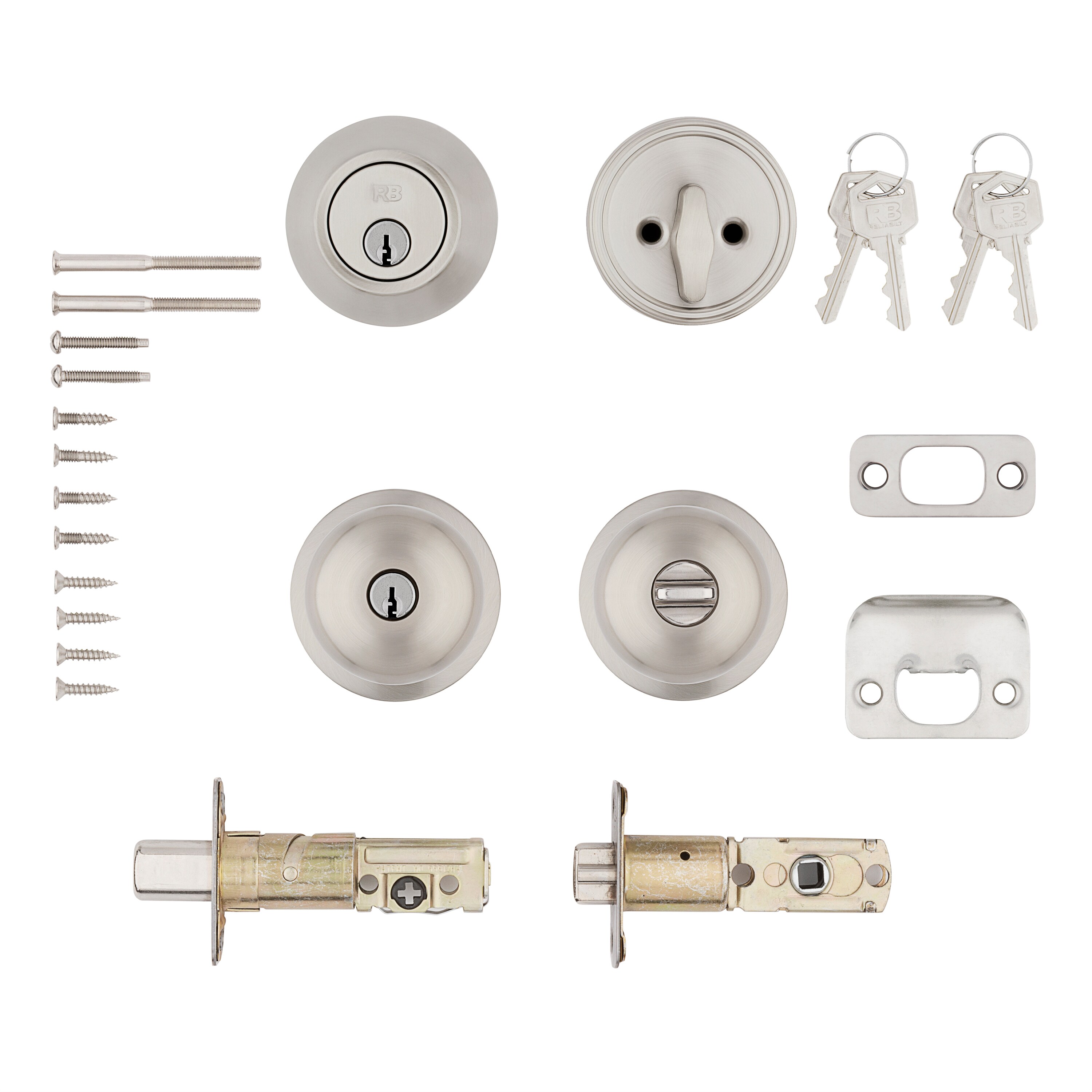 RELIABILT Baron Satin Nickel Interior/Exterior Dummy Door Knob in