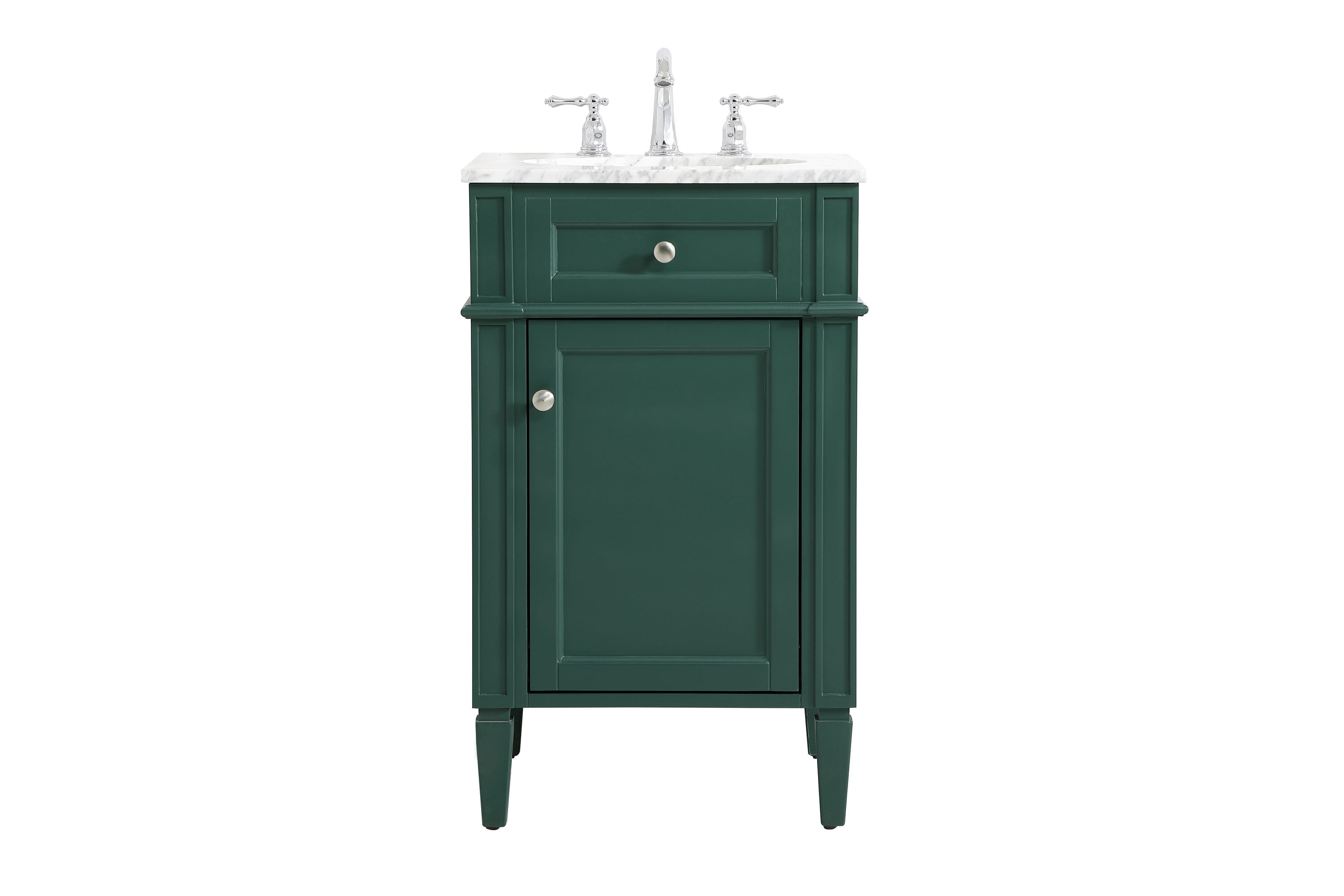 Elegant Decor HF37563GN Home Furnishing 21-in Green Undermount Single sink Bathroom Vanity with Carrara White Marble Top