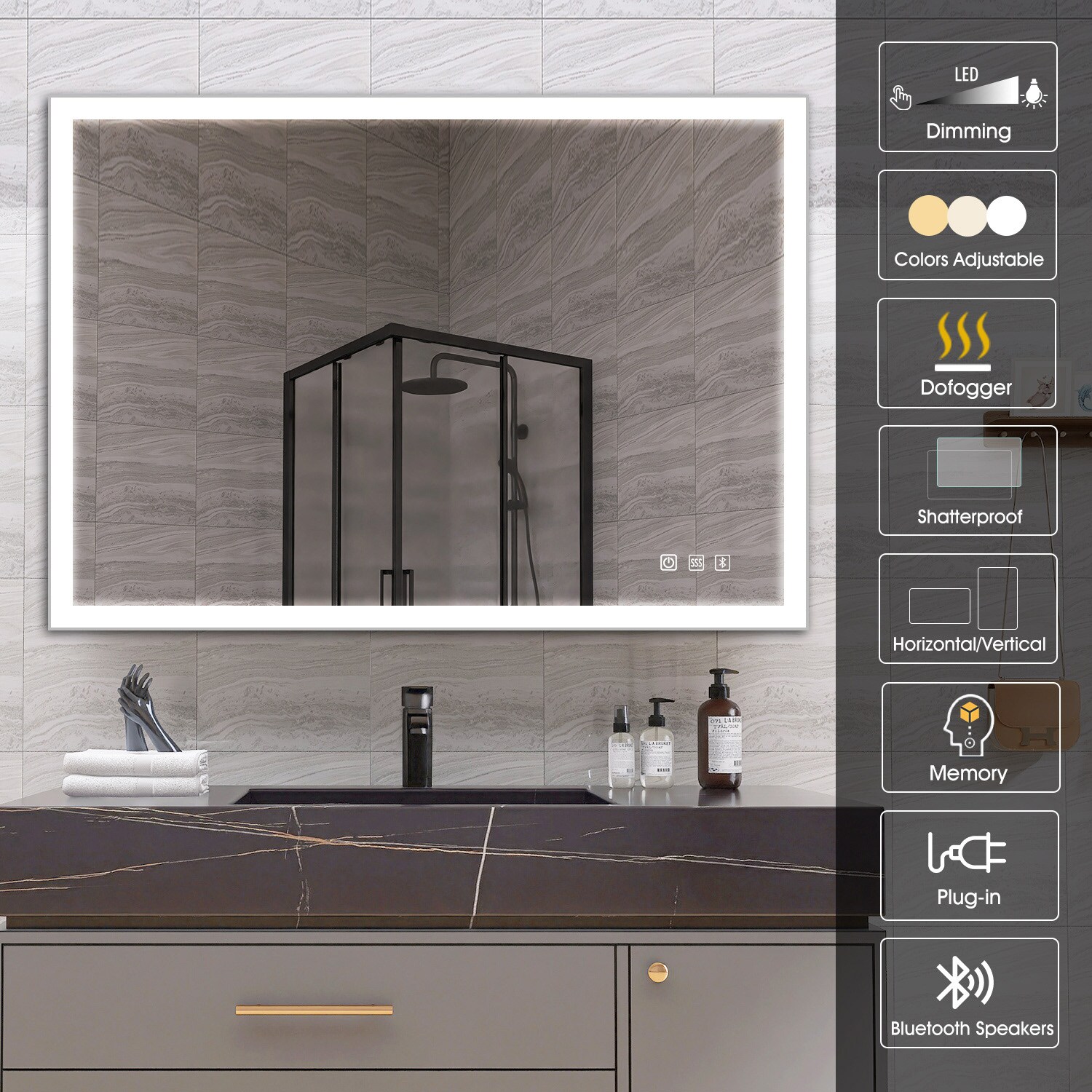 KINWELL UCM3041-12070 Framed-Bath-Mirrors - View #3