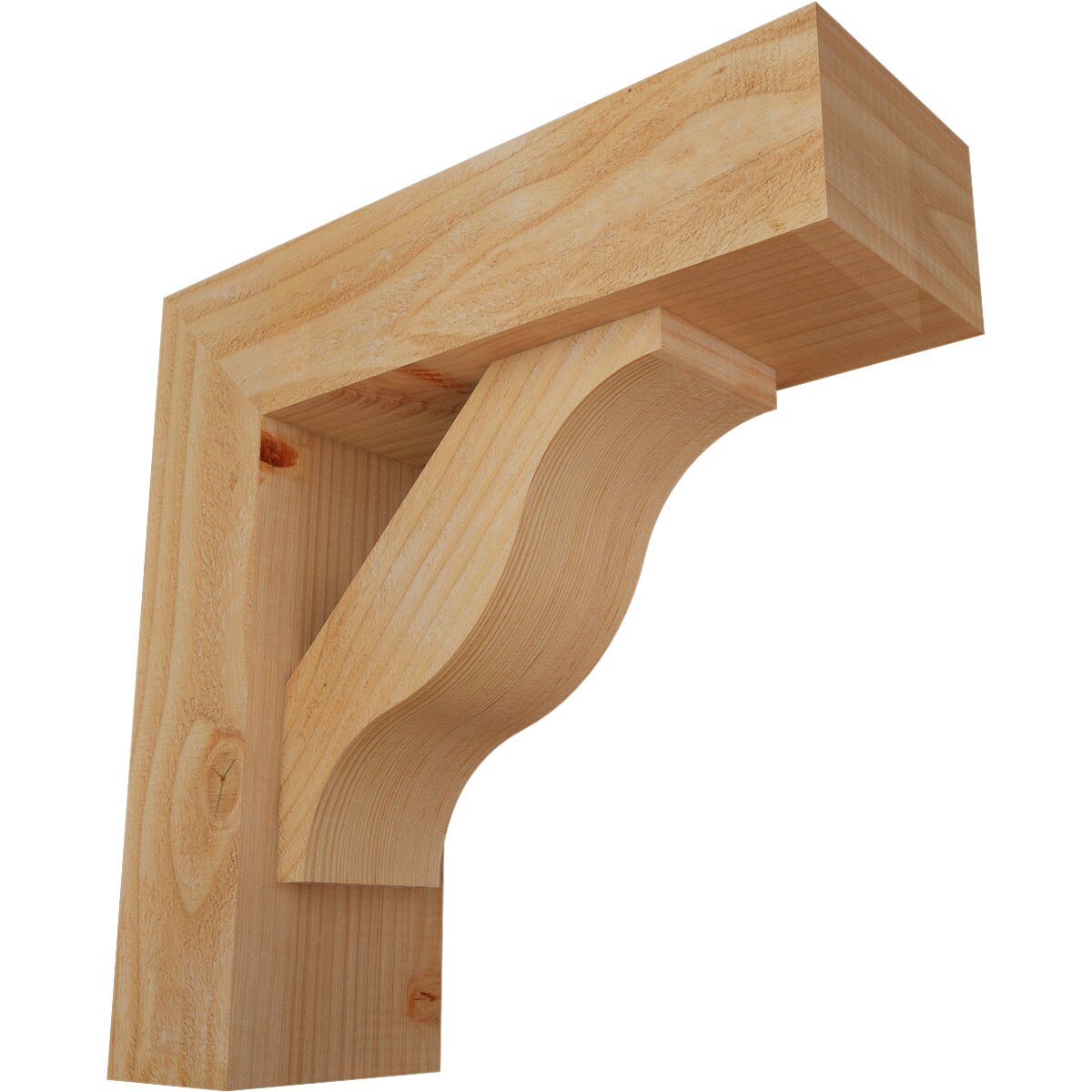 Ekena Millwork 1462434 Funston Block Rough Sawn Bracket with Offset Brace 6-in x 18-in x 18-in Douglas fir Brown Wood Standard bracket
