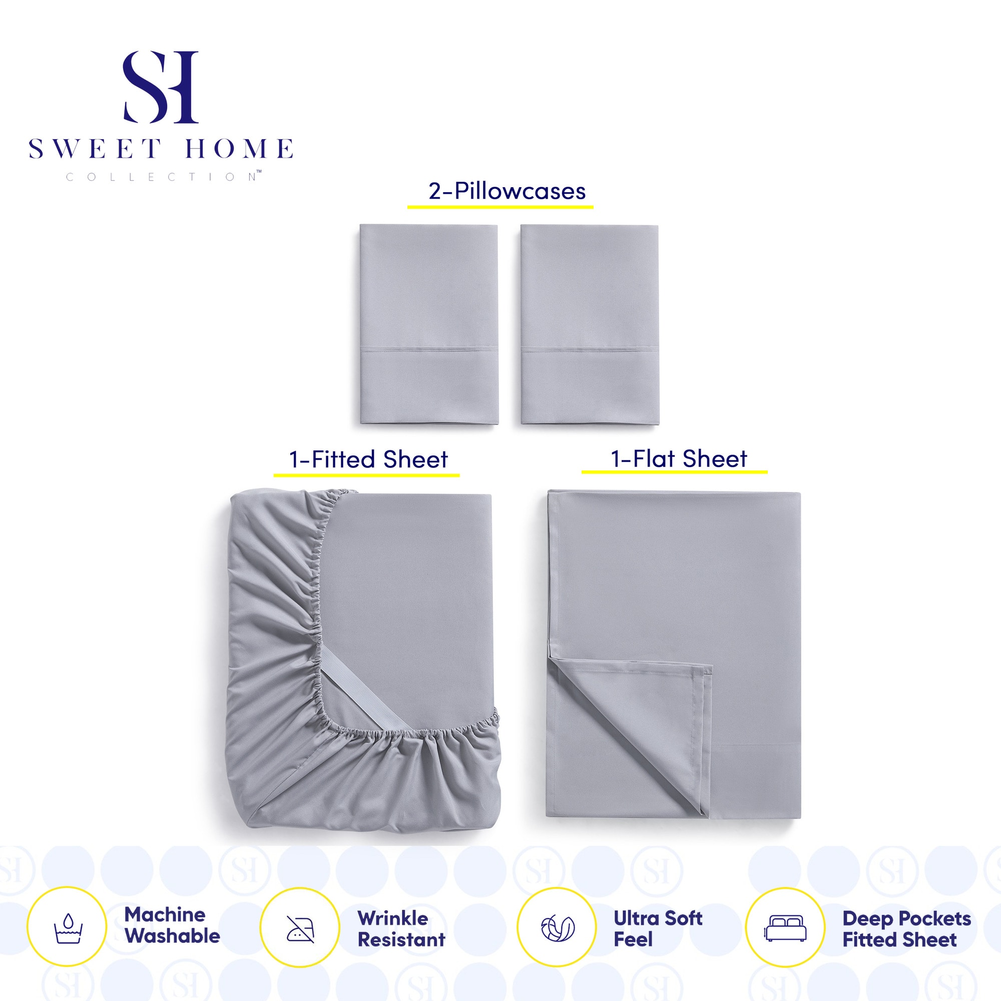 Sweet Home Collection LOW-4P-SH-TW-SIL Sheet-Sets - View #3
