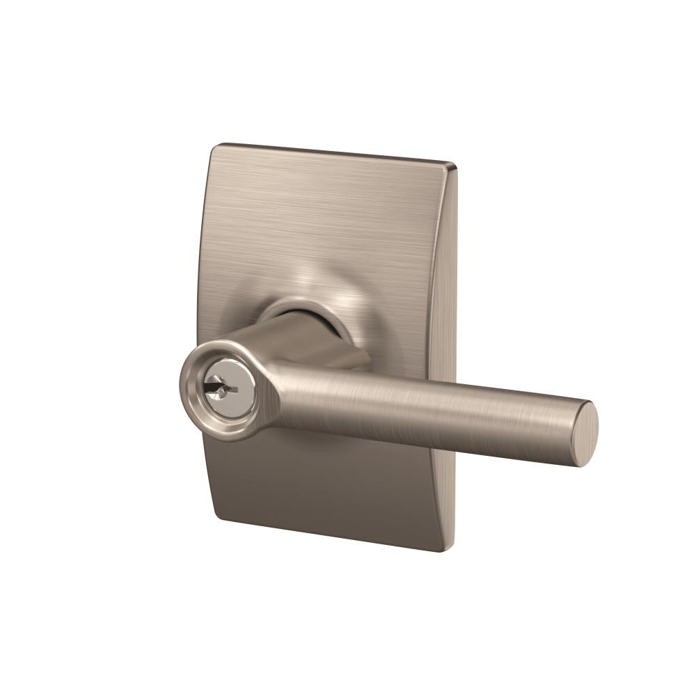 Schlage F51ABRW619CEN F Series Satin Nickel Interior/Exterior Keyed Entry Door Handle