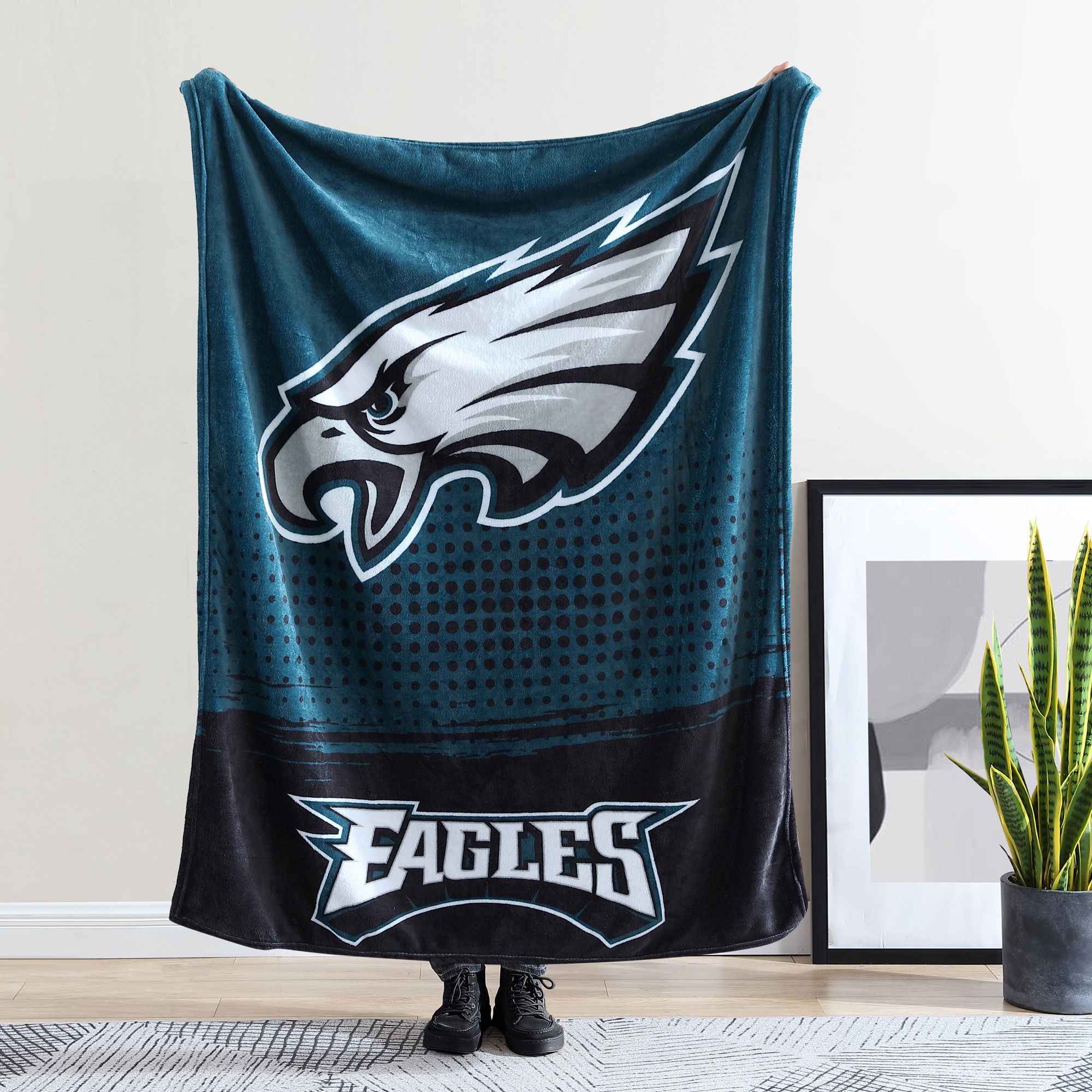 Cathay Sports Philadelphia Eagles Midnight Green/Silver 60-in x 80-in Throw  in the Blankets & Throws department at