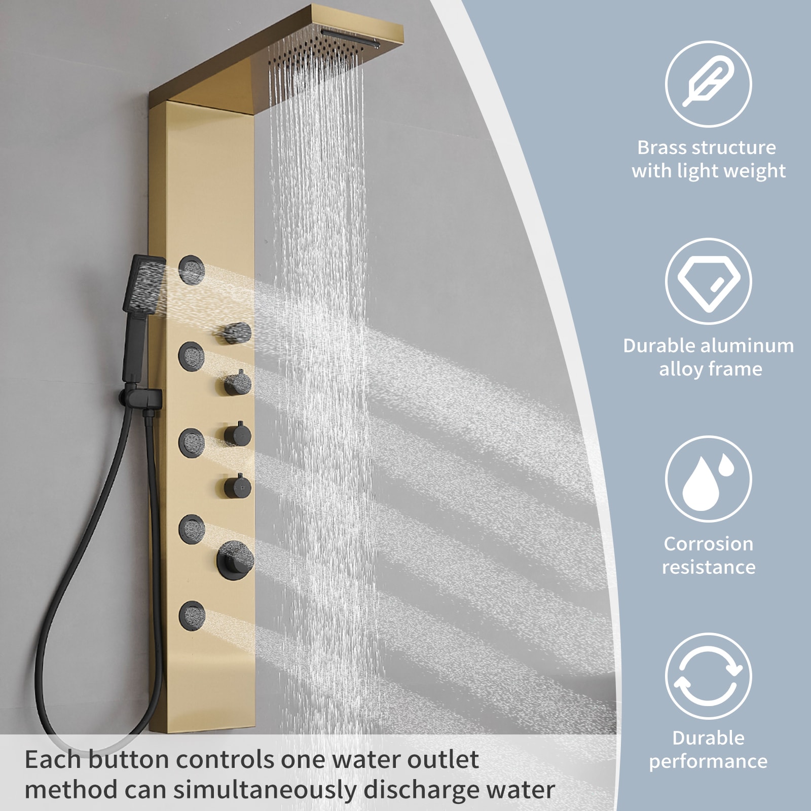 BWE YTP02-BGK Showerhead-Bar-Panels - View #5