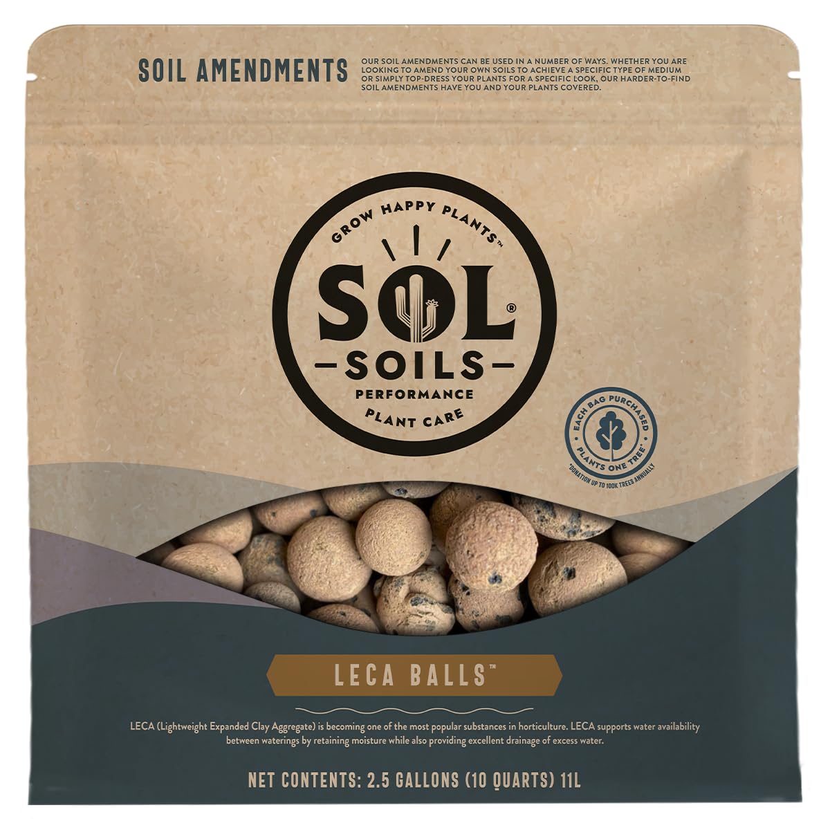 Sol Soils  LECA Balls - Lightweight Natural Hydroponic Clay Pebbles for Plants Improves Drainage 10 Qt