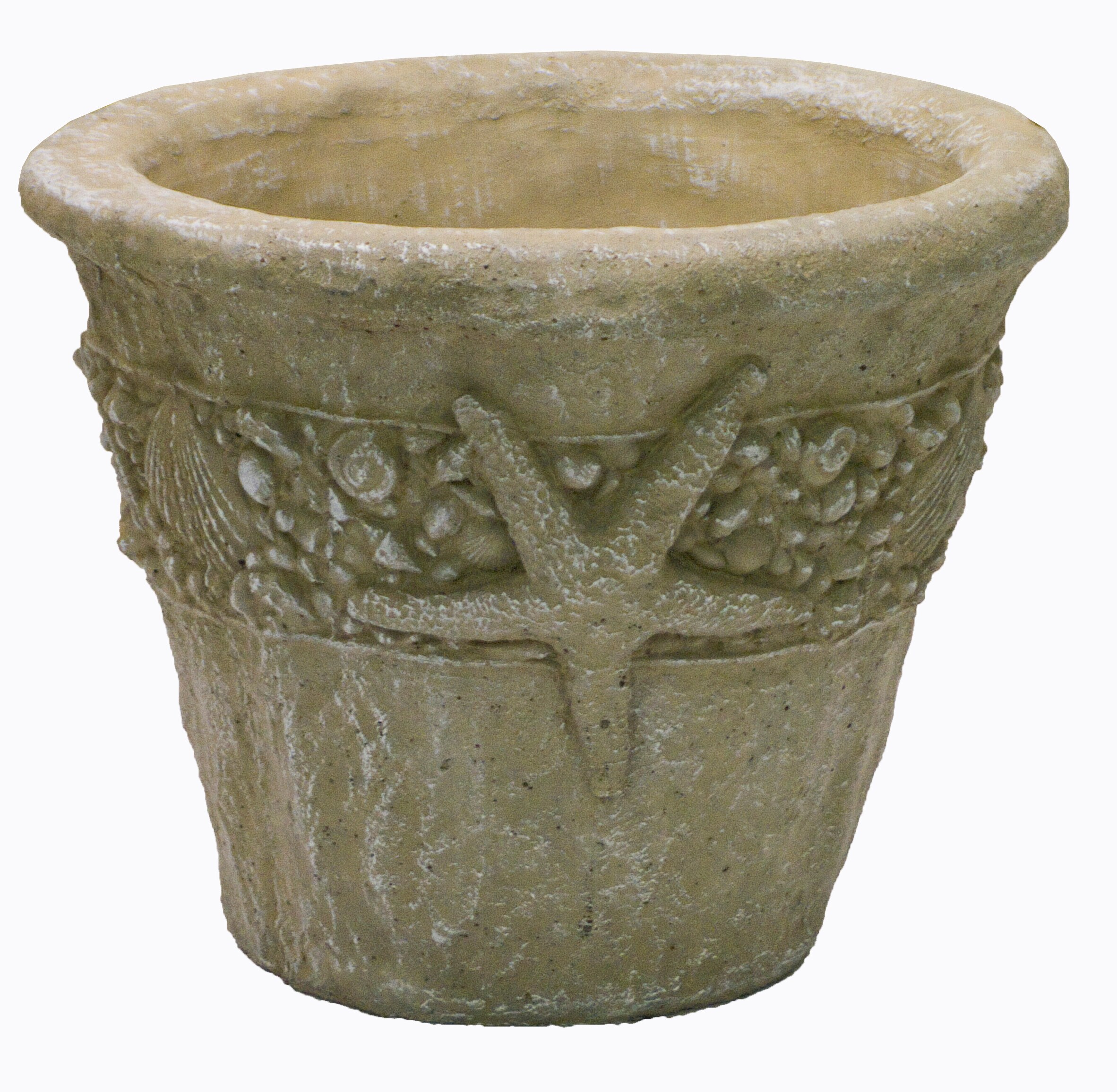  07-003213DS Round 15-in W x 12-in H Brown Concrete Planter