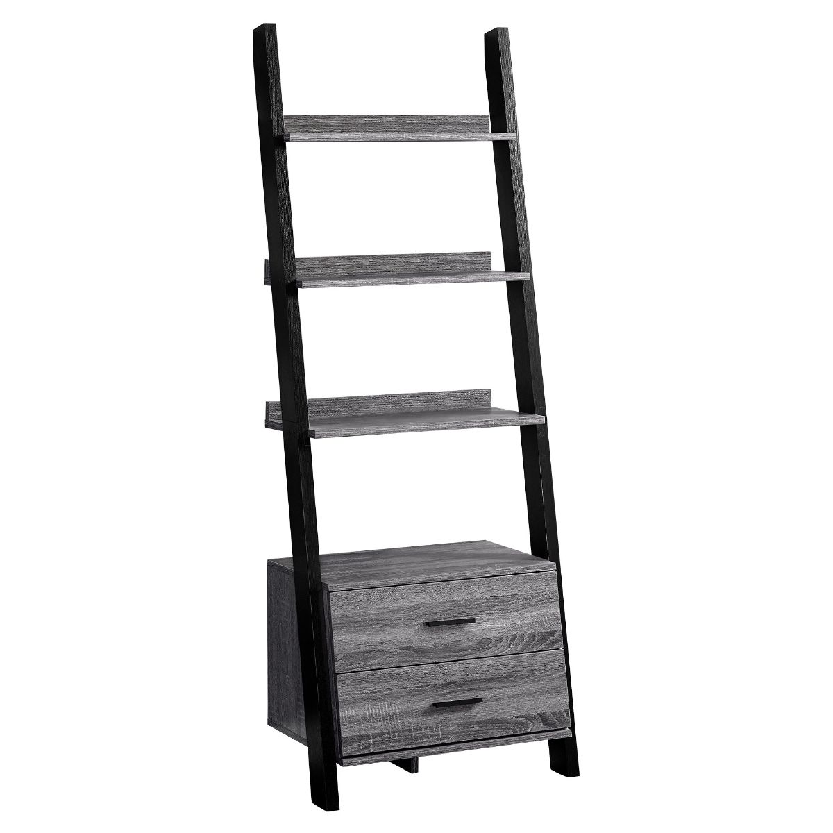 HomeRoots 332943 Jasmine Light Grey Recycled Paperboard 4-Shelf Ladder Bookcase (15.5-in W x 69-in H x 25.5-in D)