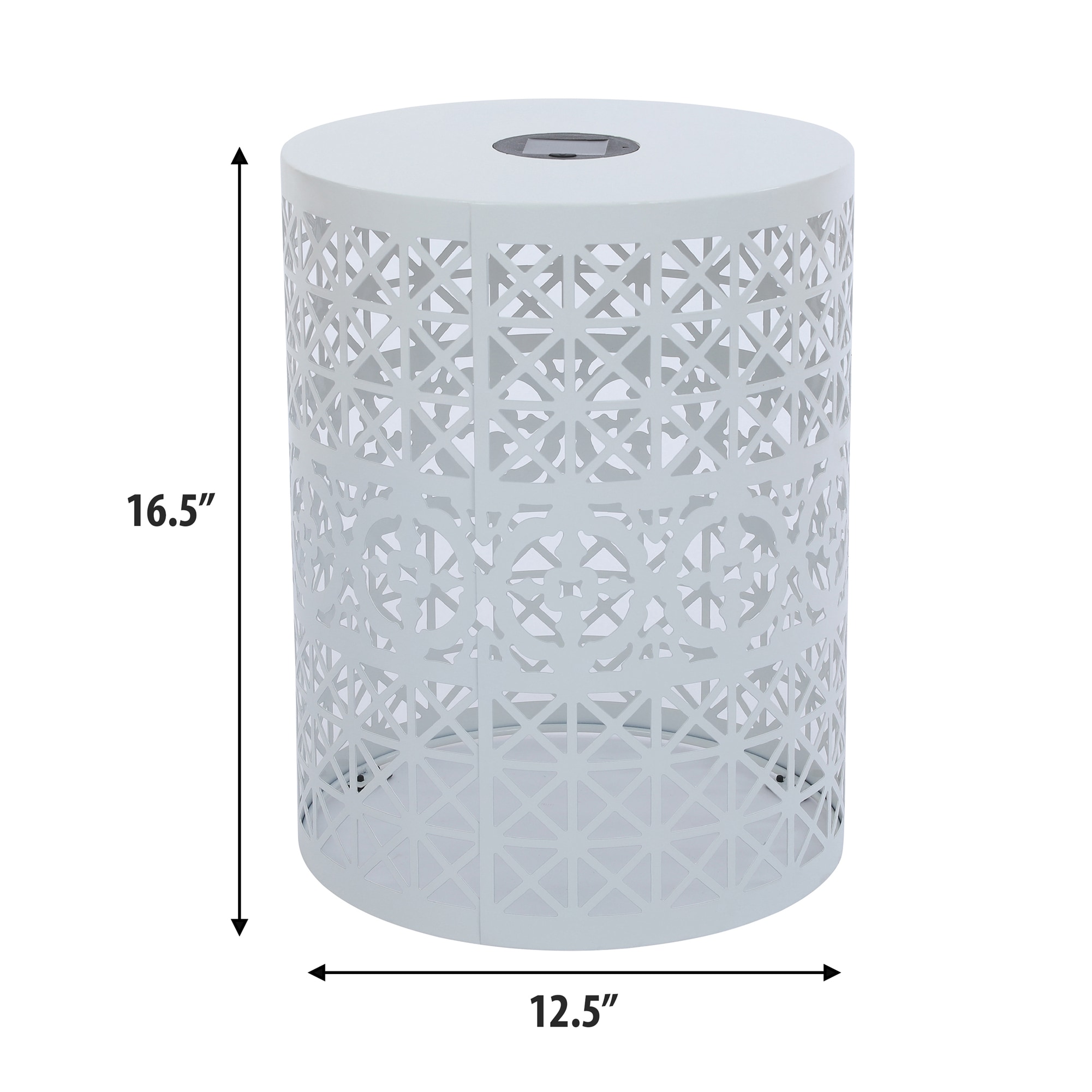 LIVIZA GGJOU038WH GIJ Solar Patio Table Round Outdoor Bistro 12.5-in W x 12.5-in L