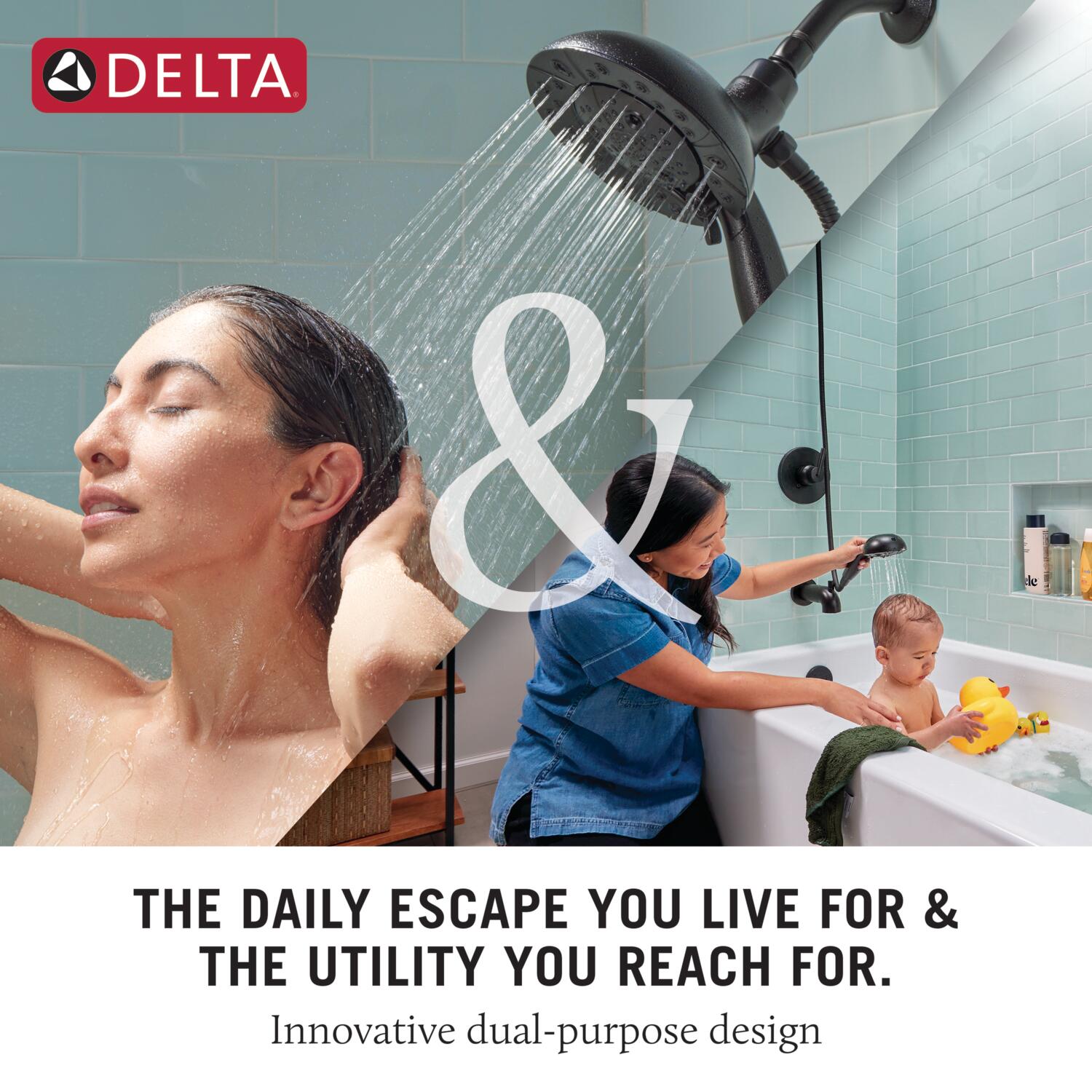 Delta In2ition Matte Black 6-in Round Dual/Combo Shower Head 2.5-GPM (9.5-LPM)