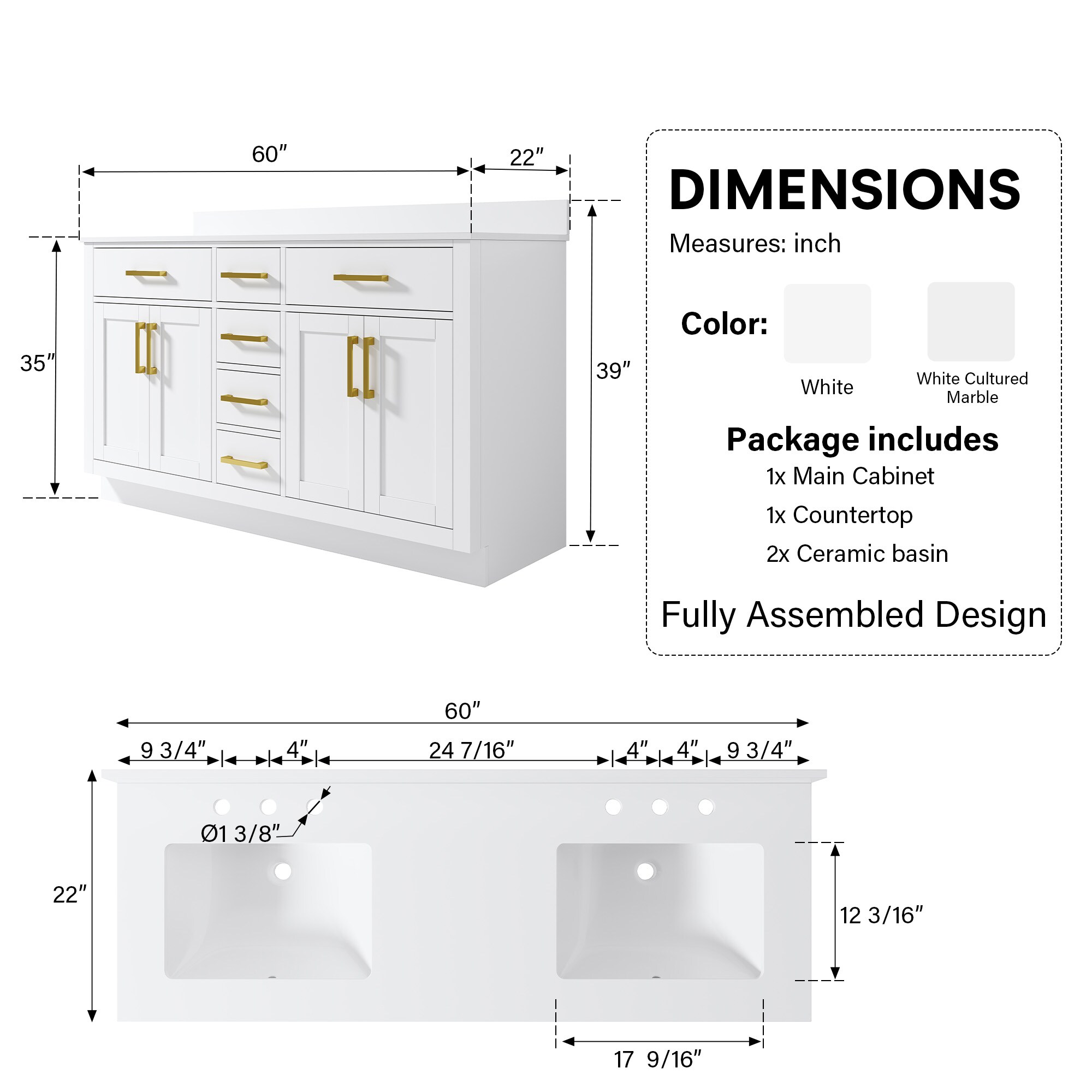 WELLFOR BCB2040WH -LS Bath-Vanity-Combo - View #7