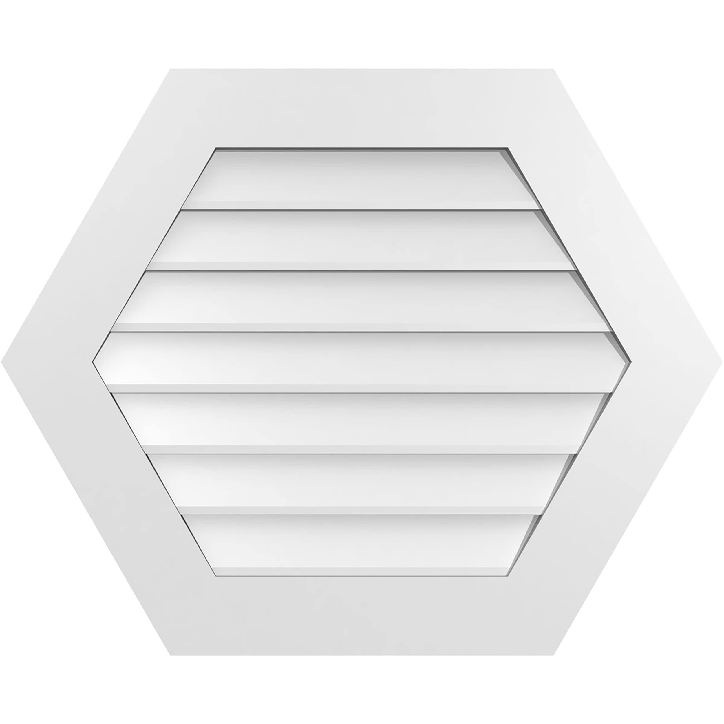 Ekena Millwork GVPHP32X2601SN 32-Inches x 26-Inches Off-white Peaked PVC Gable Louver Vent