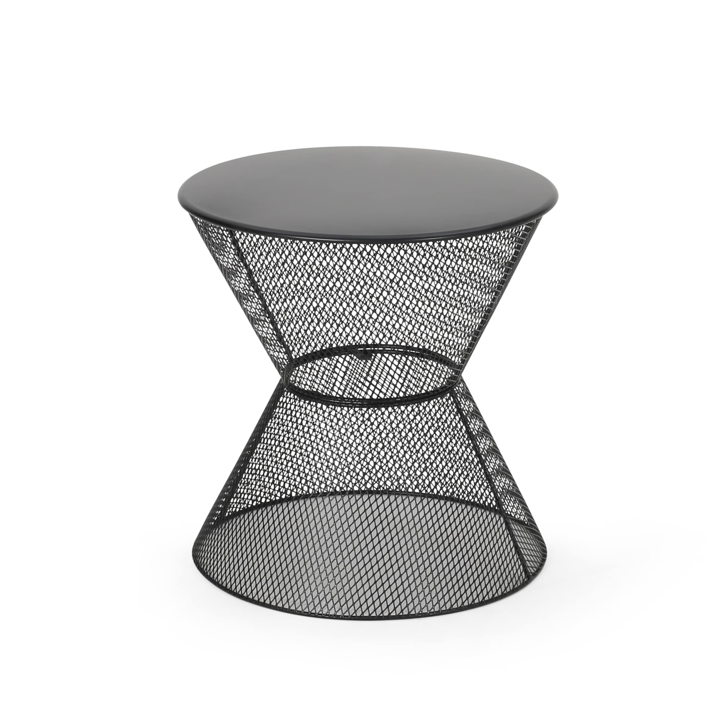 AHIOU HOME ZAAHG-65459.00BLKGS 18.25-in Black Metal Barrel Garden Stool