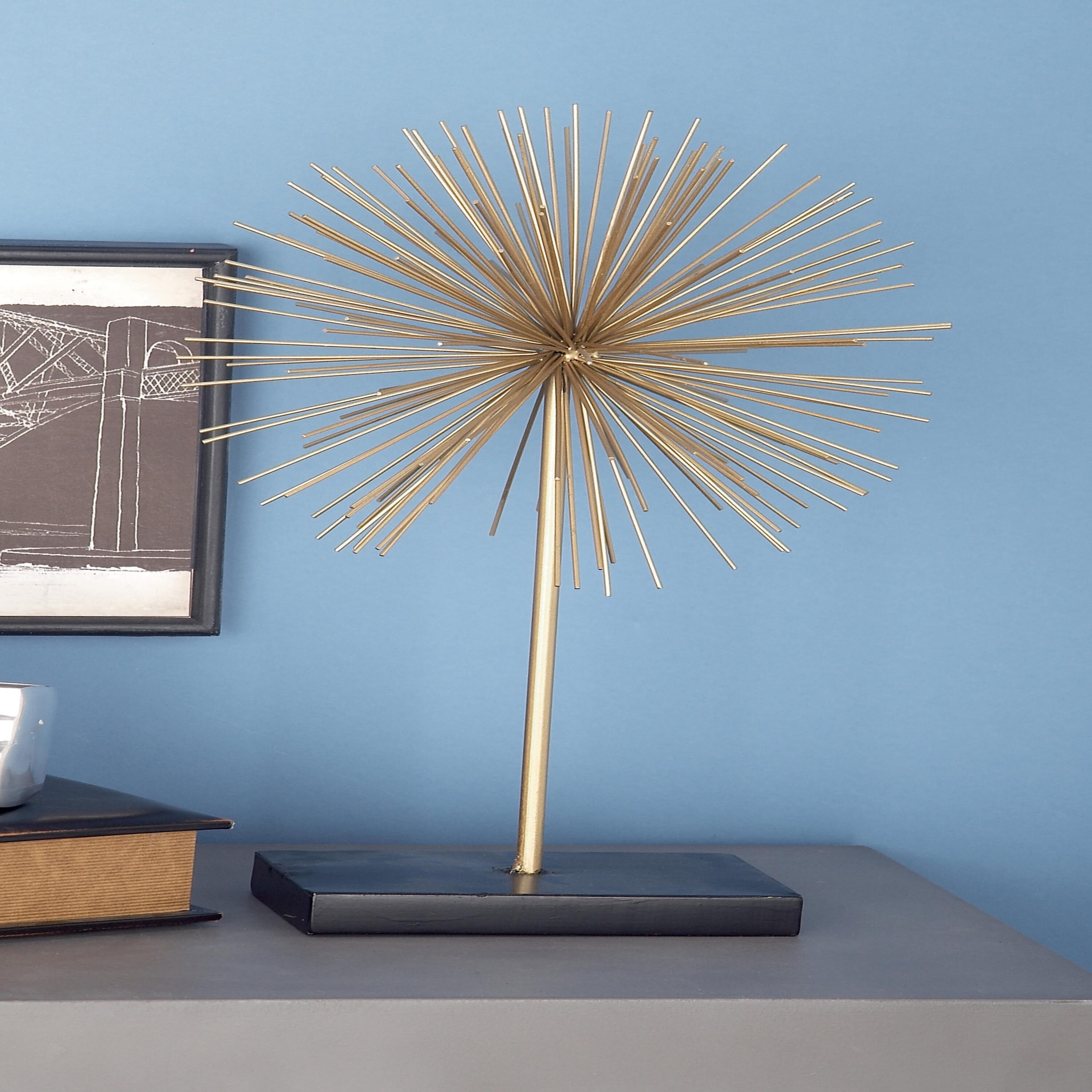 CosmoLiving by Cosmopolitan 50384 3 -Pack Gold Tin Modern Sculpture