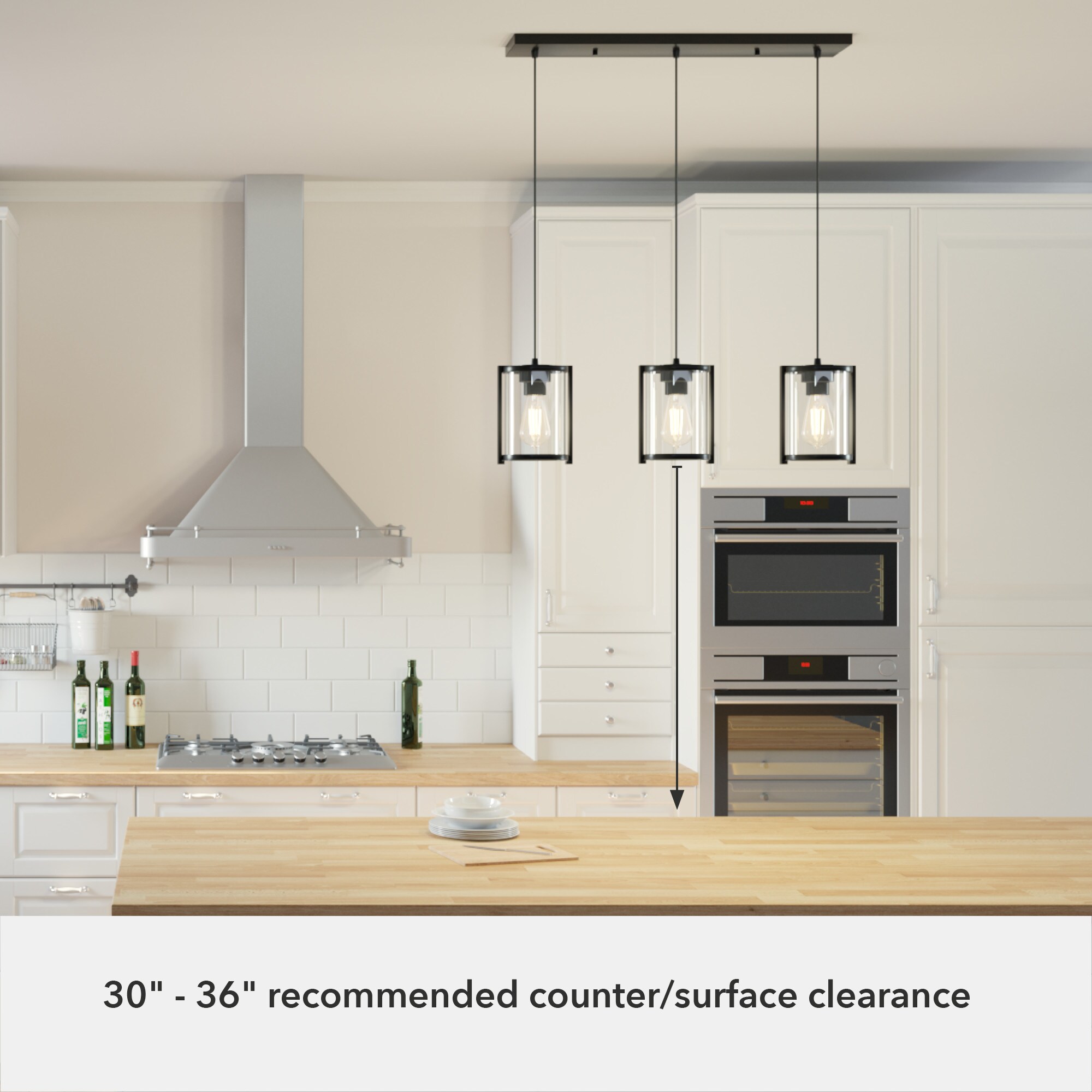 Matte Black Glass 3-Light Linear Cluster Pendant