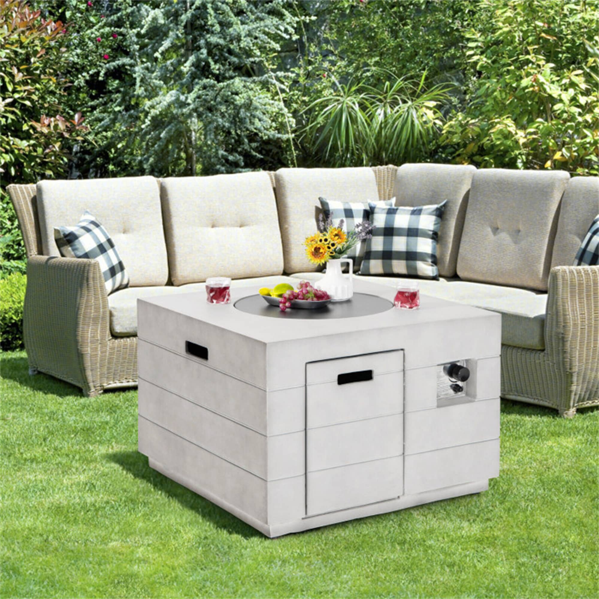 BABOOM BOM-641HS-CO Gas Fire Pits 35 W Gray Concrete Square Liquid propane Fire pit table