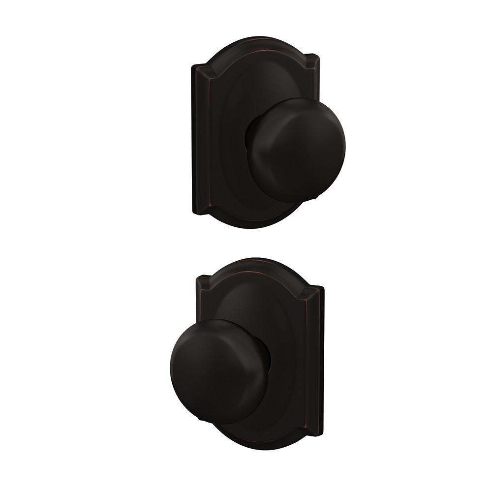 Schlage FC172 PLY 716 CAM Custom Plymouth - Camelot Aged Bronze Interior Hall/Closet Dummy Door Knob