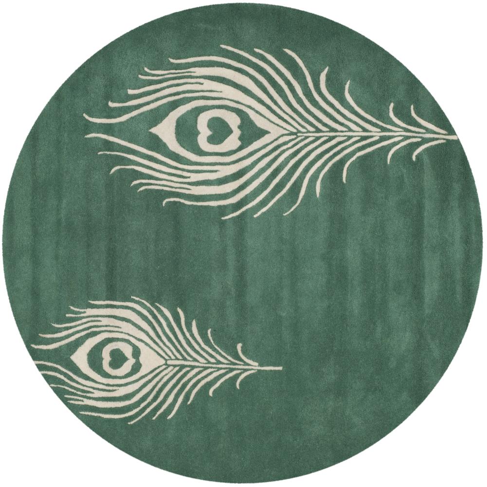 Safavieh SOH704T-6R Soho Pinion 6 x 6 (ft) Tufted Wool Teal/Ivory Round Indoor Abstract Area rug