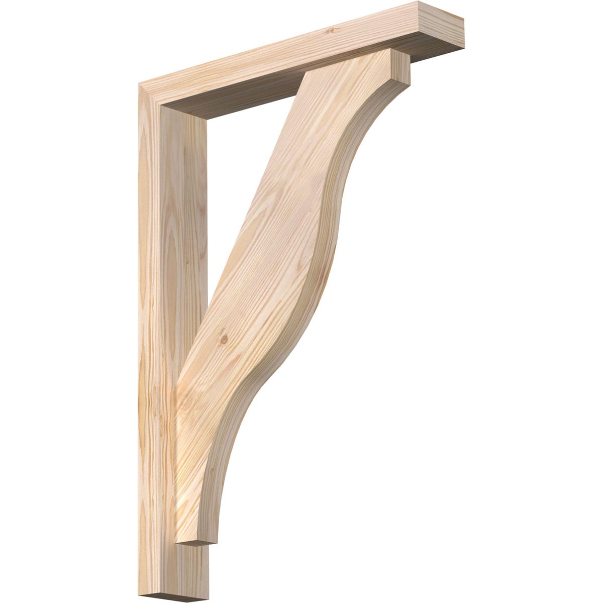 Ekena Millwork 1462514 Funston Block Smooth Bracket with Offset Brace Douglas Fir Wood Standard Bracket