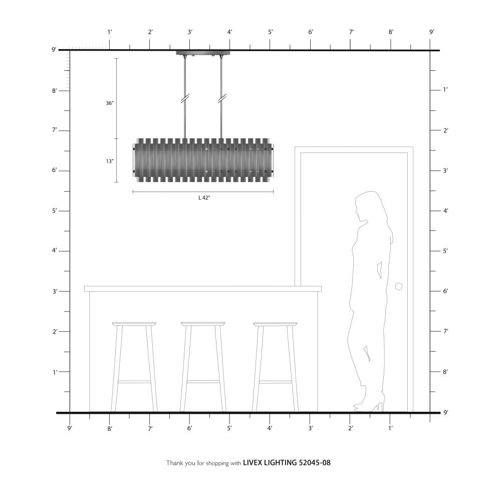 Elegant 5-Light Linear Chandelier in Natural Brass Finish