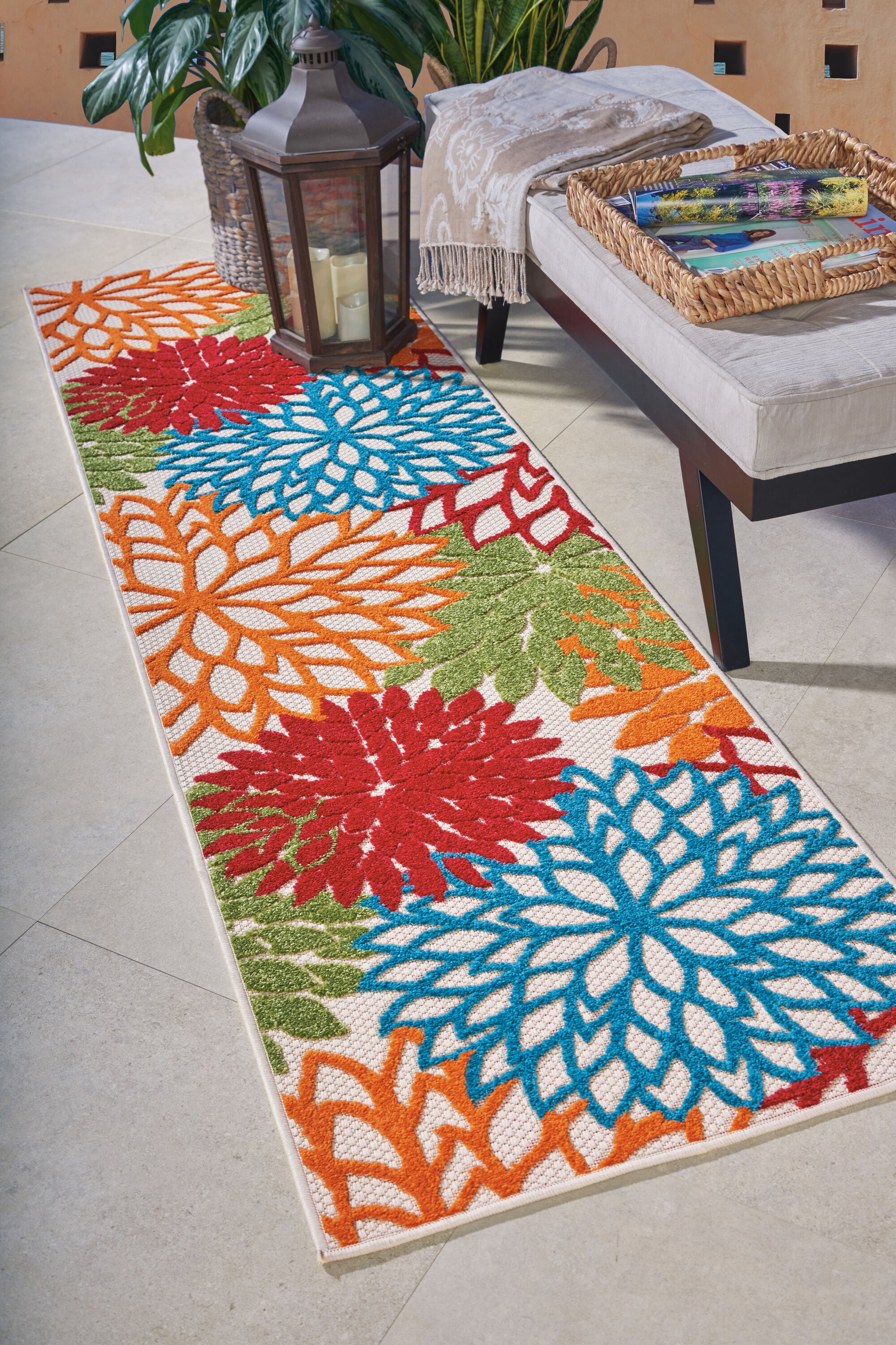 Nourison 99446421821 Aloha 2 x 8 (ft) Polypropylene Multi Irregular Indoor/Outdoor Abstract Tropical Area rug