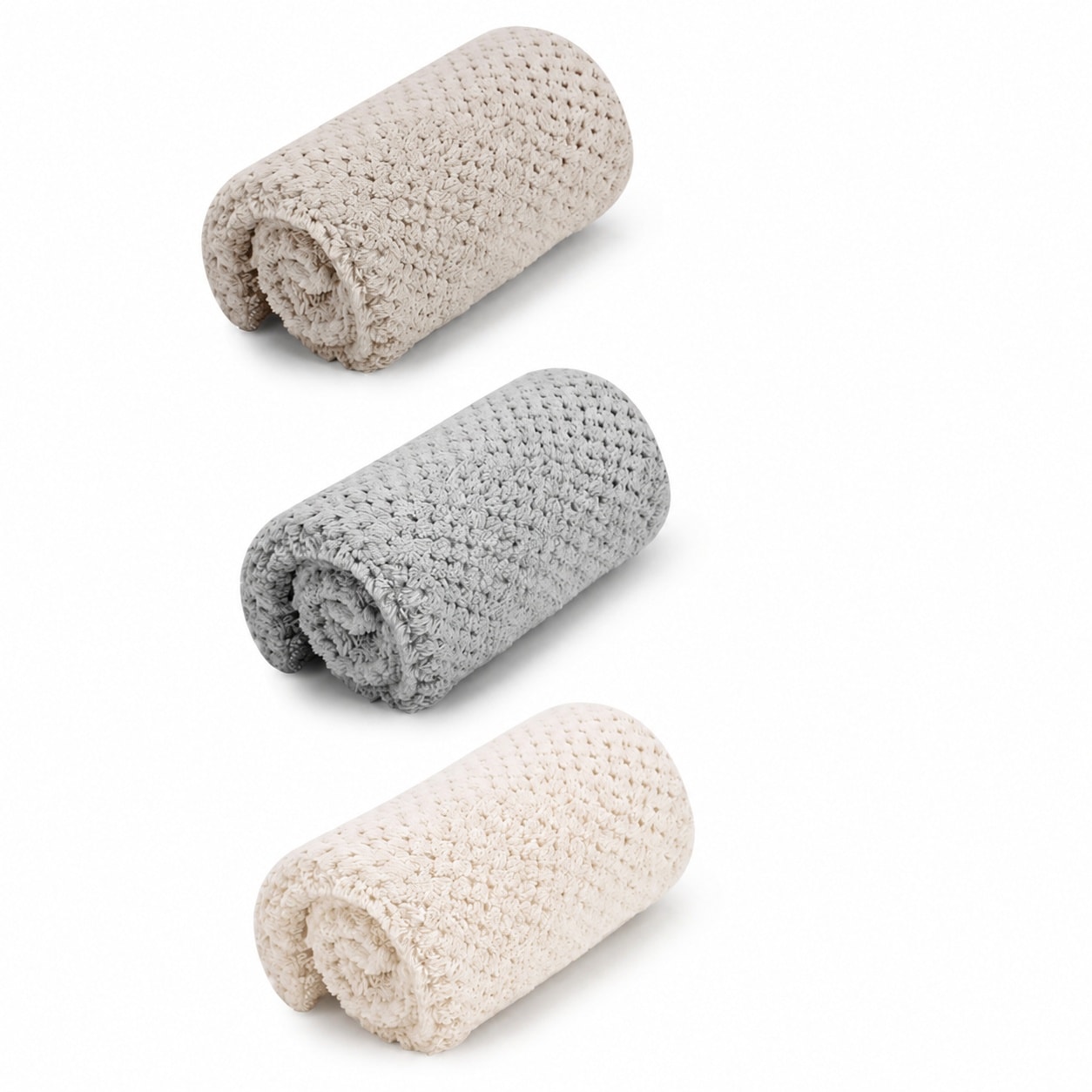 Etokfoks  Beige Khaki Grey Microfiber Hair Towel Wraps 3 PCS Pack for Wet Hair Quick Drying Anti Frizz Turbans