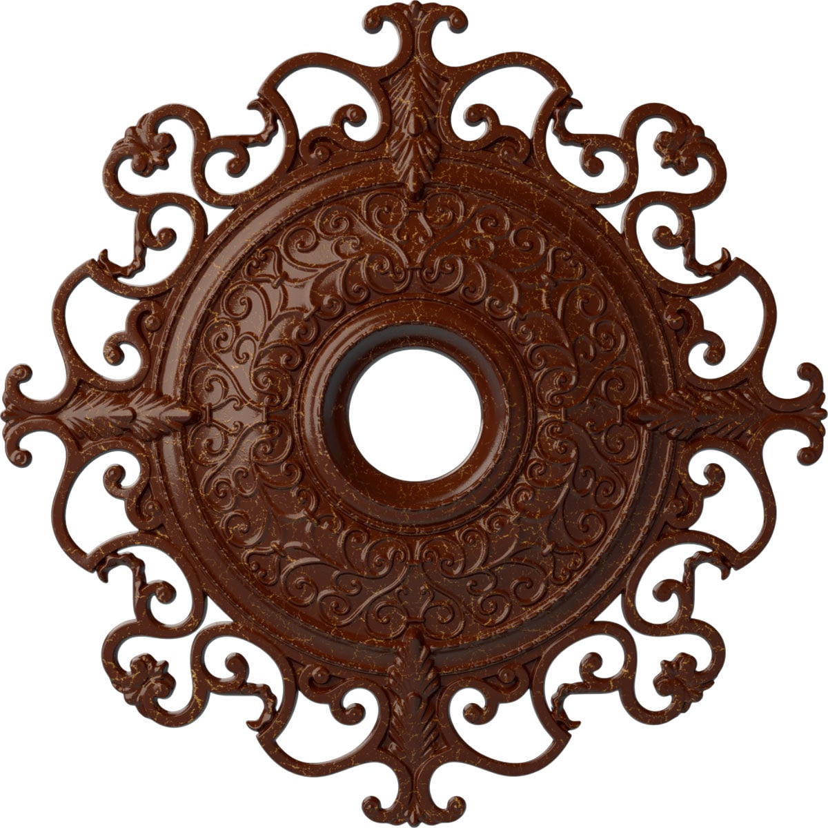 Ekena Millwork CM38OLBMC Orleans 38.375-in W x 38.375-in L Painted Burnished Mahogany Crackle Polyurethane Whole Ceiling Medallion