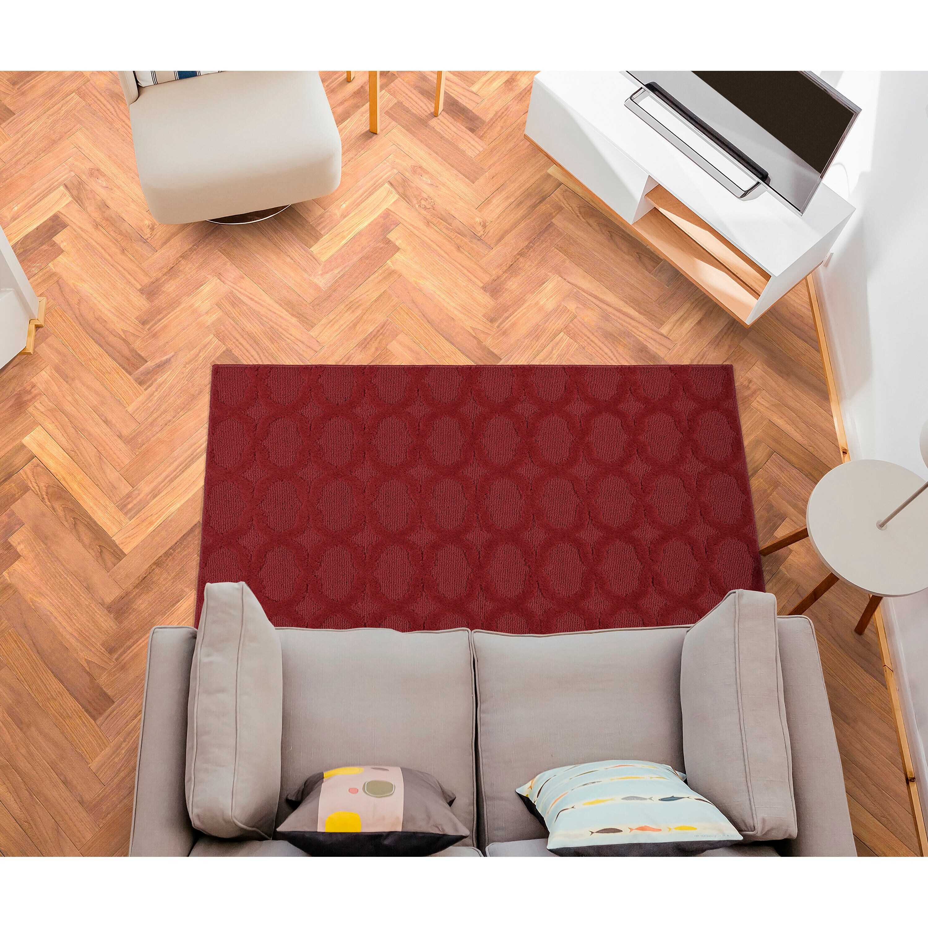 Garland Rug CL100N04807214 Sparta 4 X 6 (ft) Chili Red Indoor Geometric Farmhouse/Cottage Throw Rug