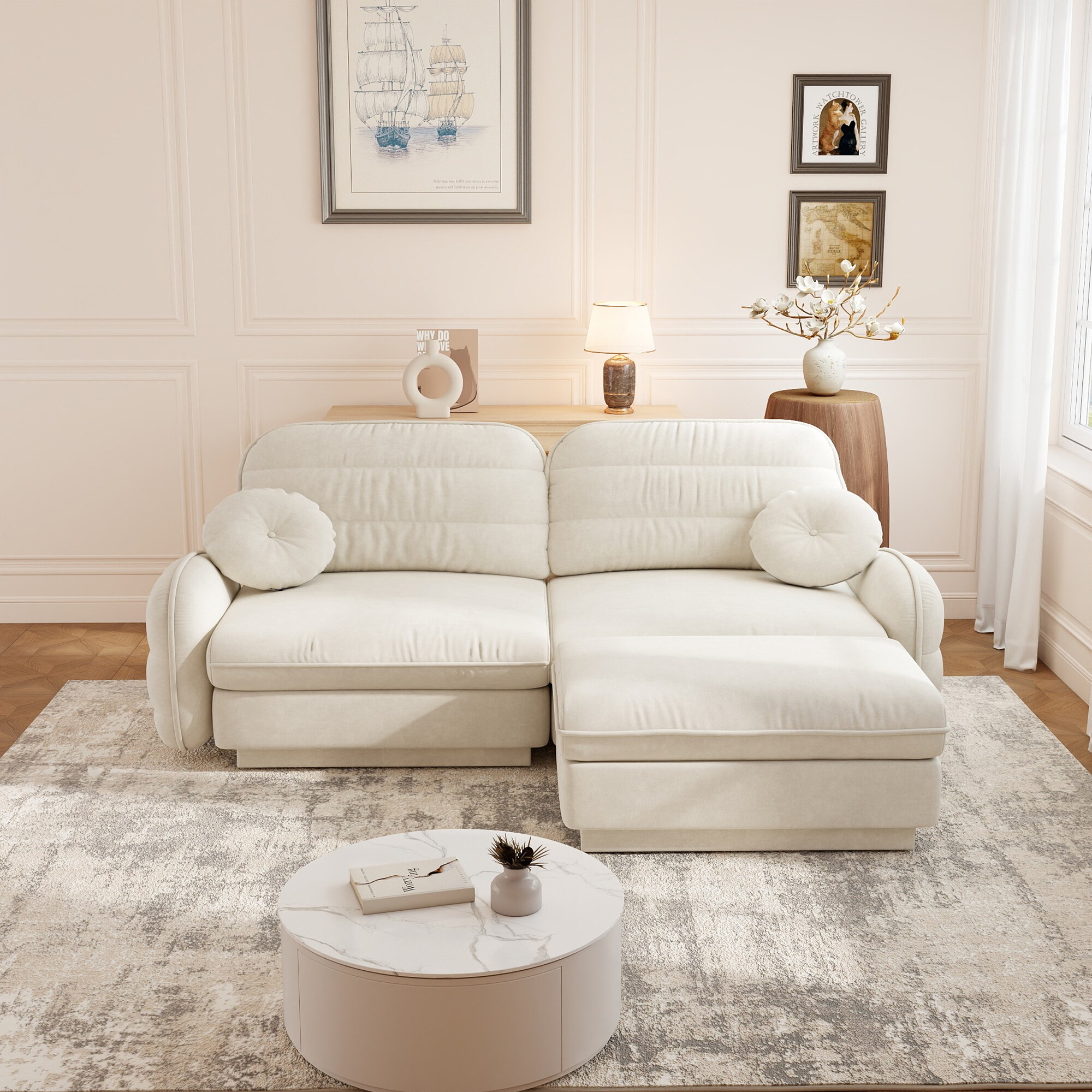 Homy Casa SNUGG 73-In L-Shaped Loveseat Sofa 2 Seats with 1