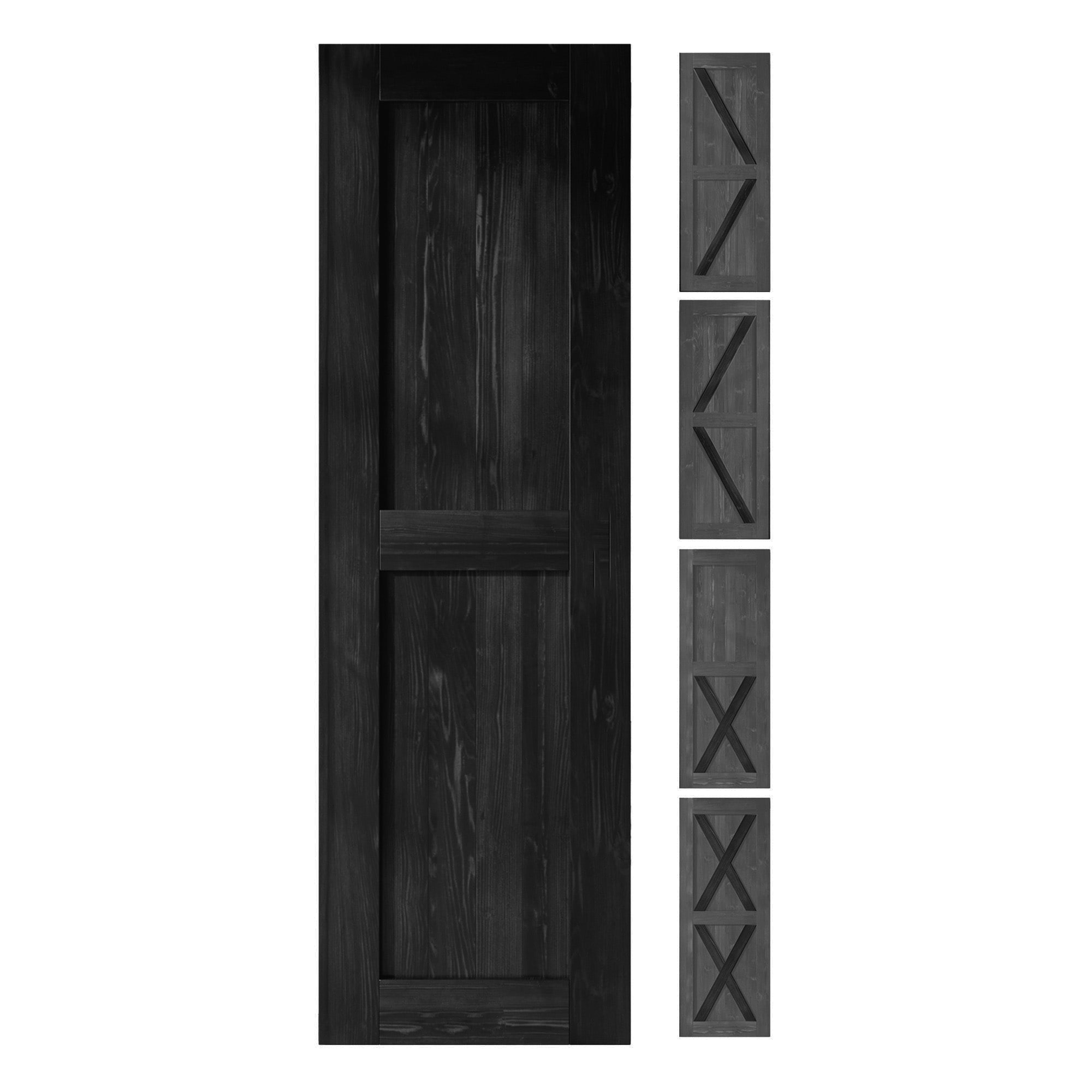 HOMACER 2080F-BLACK 20-in x 80-in Black Prefinished Pine Wood Solid core Single Barn Door (Hardware Not Included)