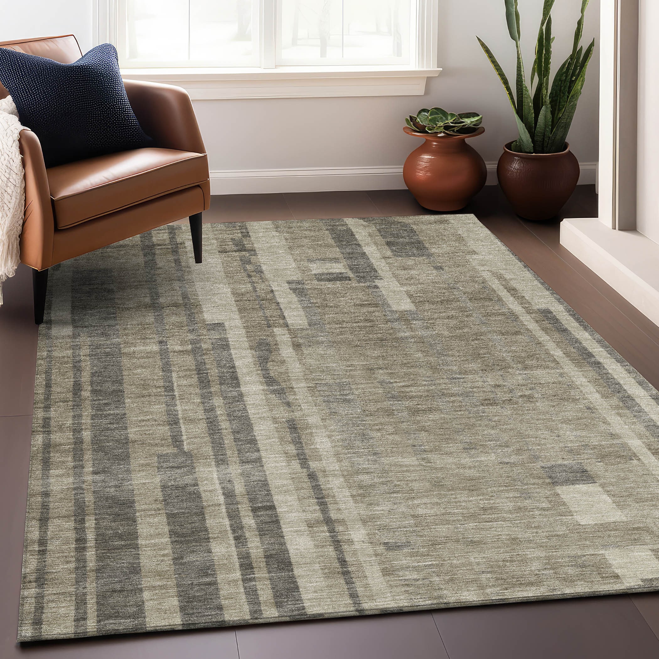 Addison Rugs ACN1063TP10X14 Chantille ACN1063TP 10 x 14 (ft) Polyester Taupe Rectangular Indoor/Outdoor Geometric Machine washable Area rug