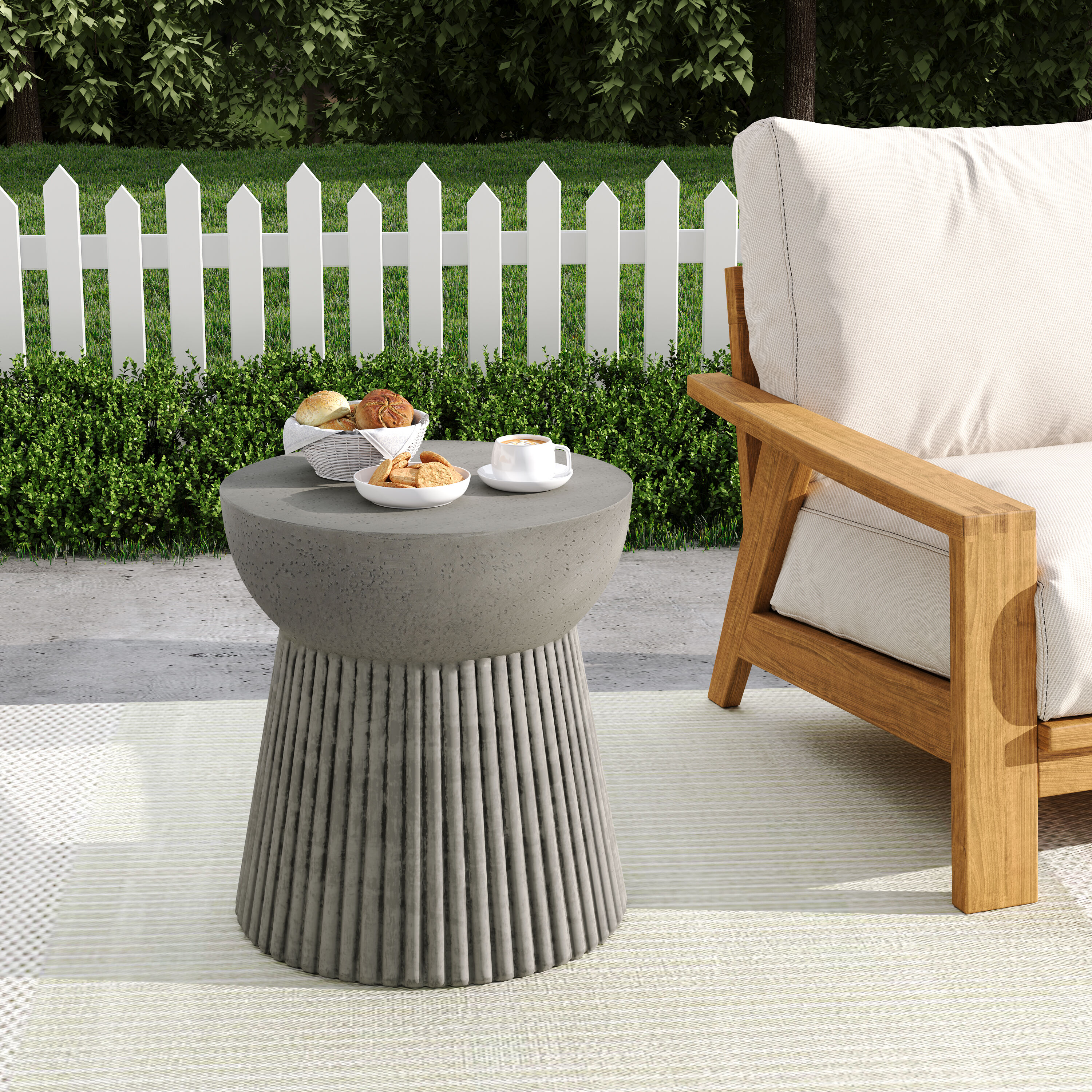 Christopher Knight Home 326742 Isabella Outdoor Travertine Concrete Side Table