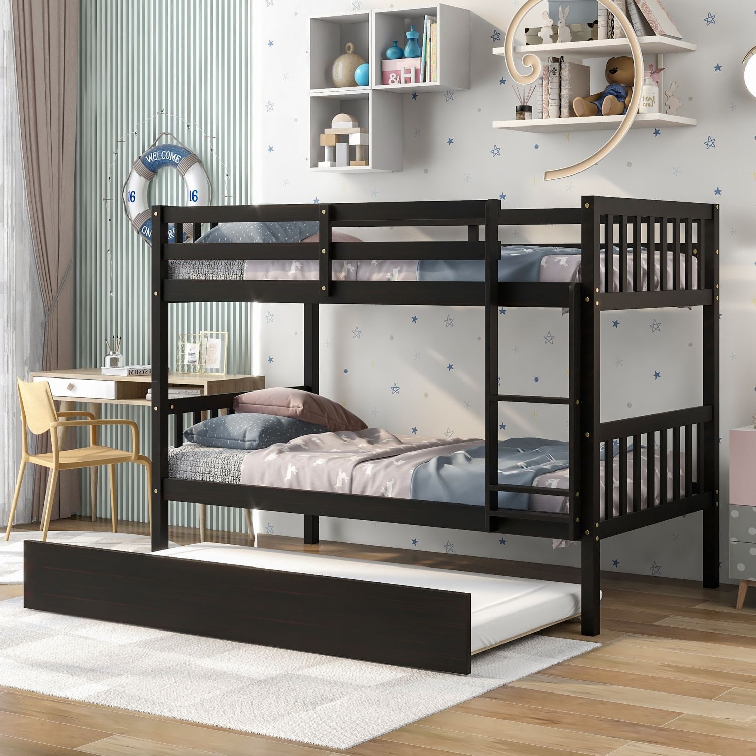 JASMODER W504S00305 Espresso Twin Composite Platform Bed