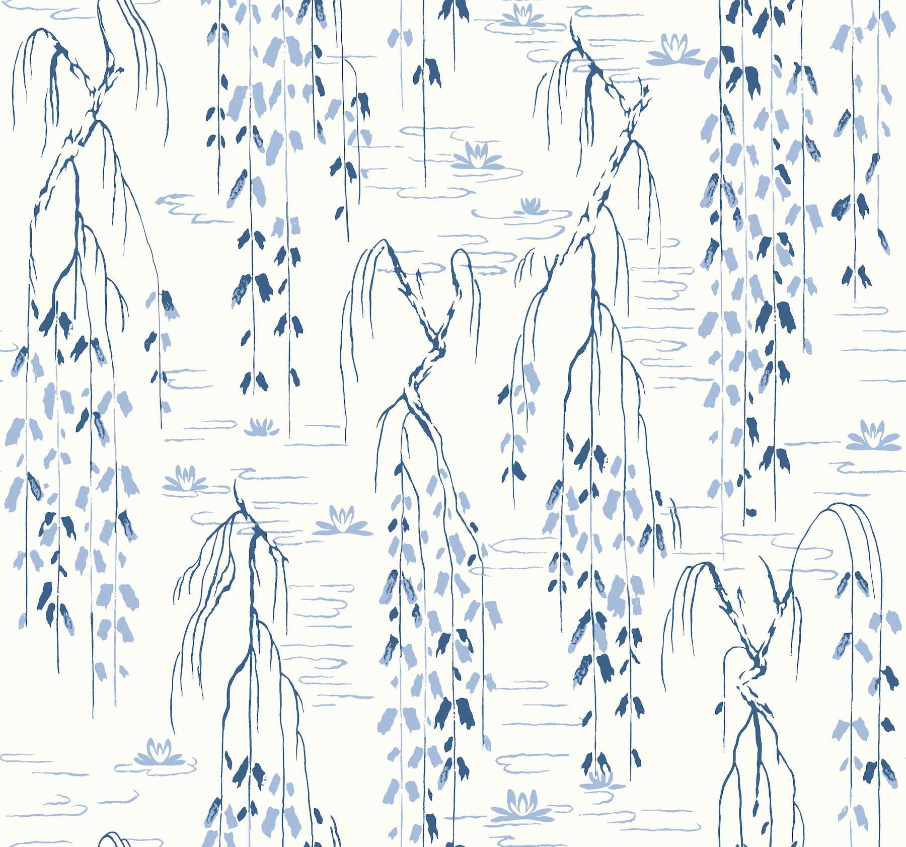 York Wallcoverings AF6582 Ronald Redding Designs Tea Garden 60.8-Sq. Feet Blue Non-woven Ivy/Vines Unpasted Wallpaper